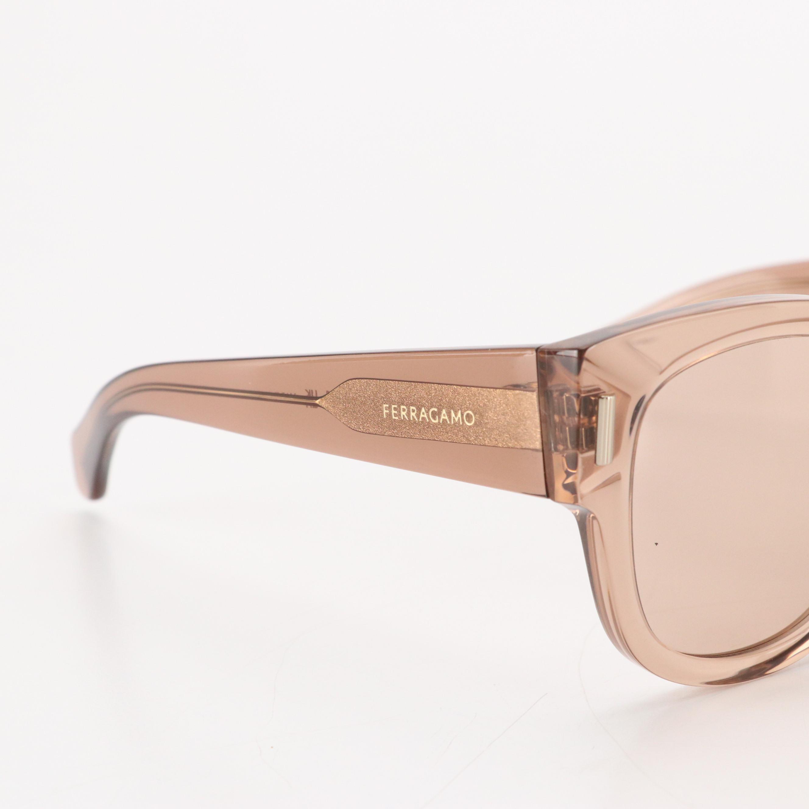 Salvatore Ferragamo SF2007S Transparent Pink Round Sunglasses with Case and Box