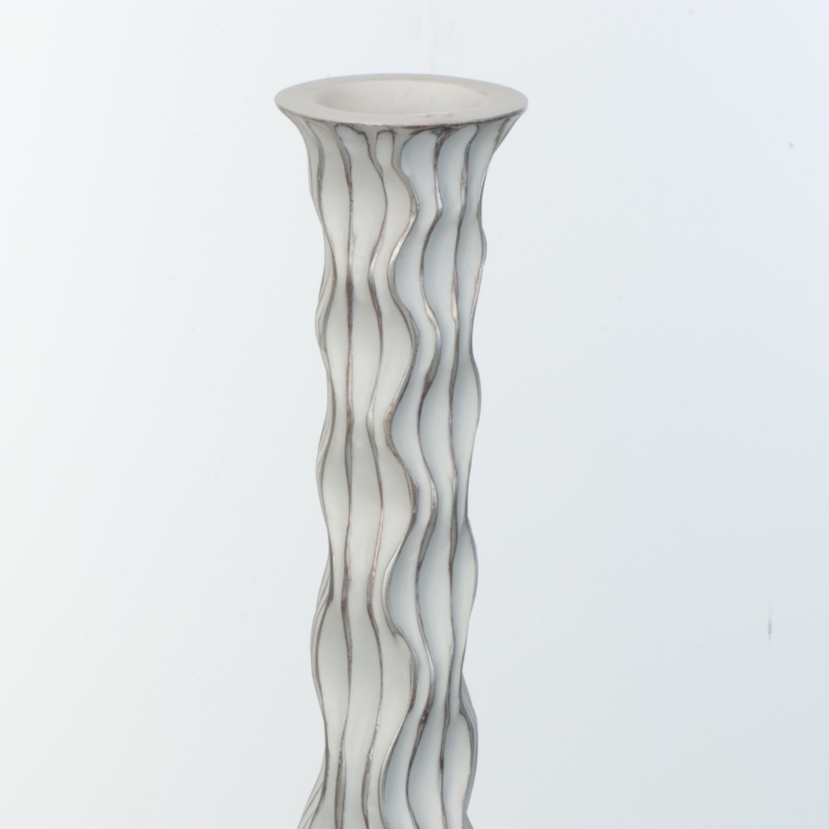 At Home Swirl Vase with Silver Tone Ginkgo Wall Décor