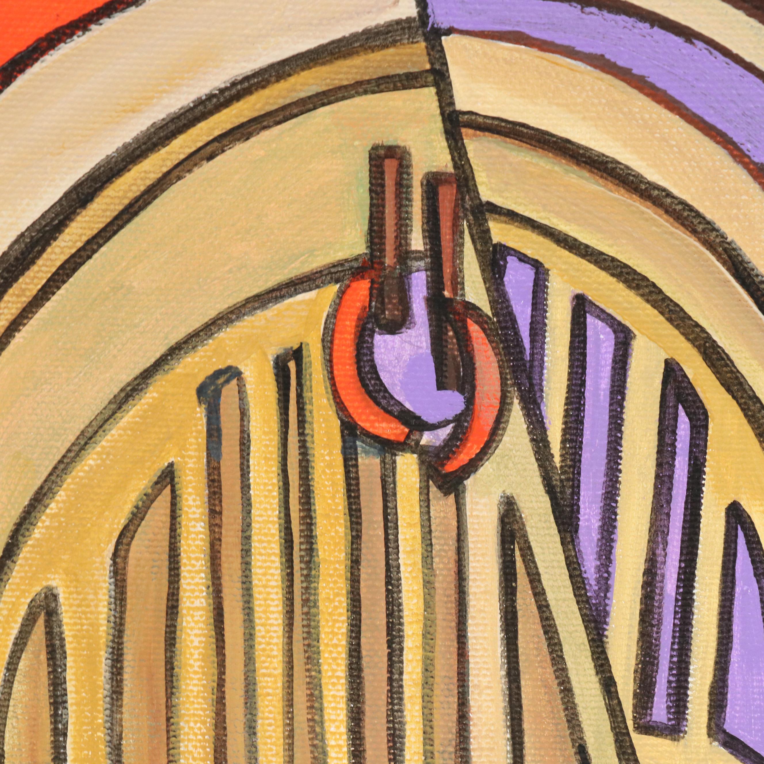 J. Anderson Modernist Style Acrylic Paintings of Cincinnati Cityscapes