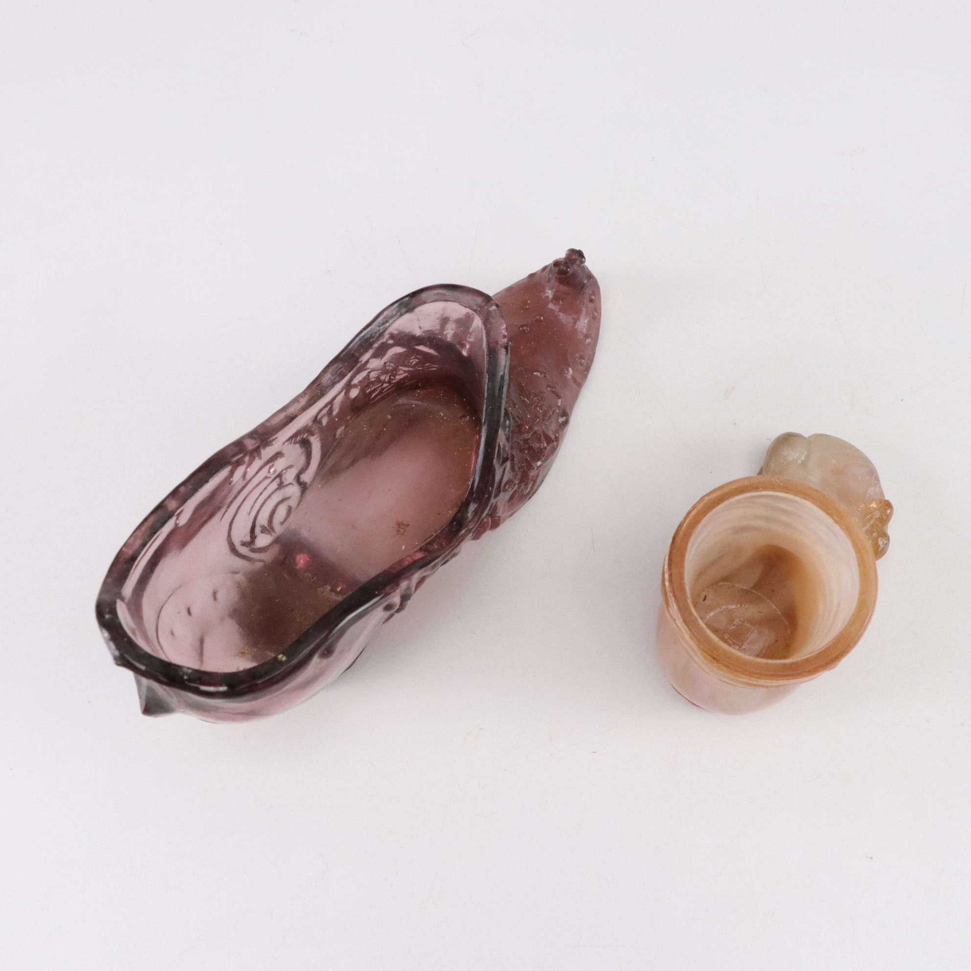 Uranium Glass Degenhart "Pooch" and Shoes Featured In Pastel Glass Collection