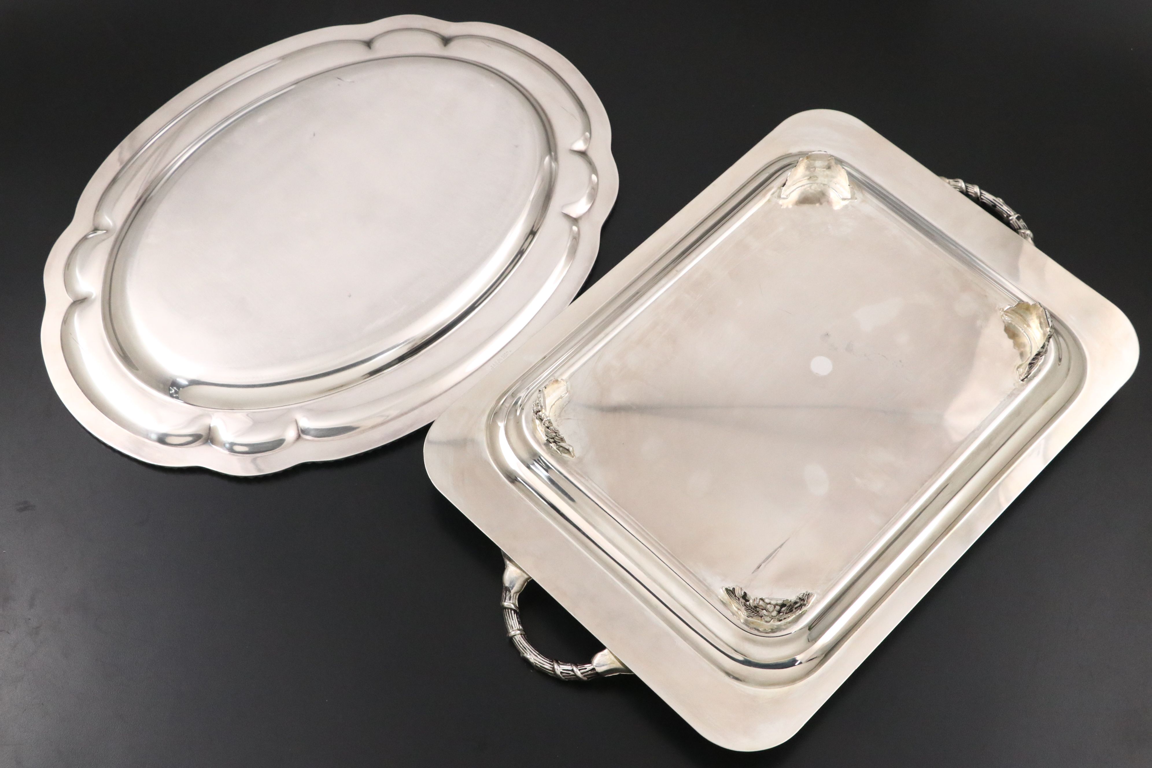 Godinger with Other Silver Plate Trays and Serving Pieces