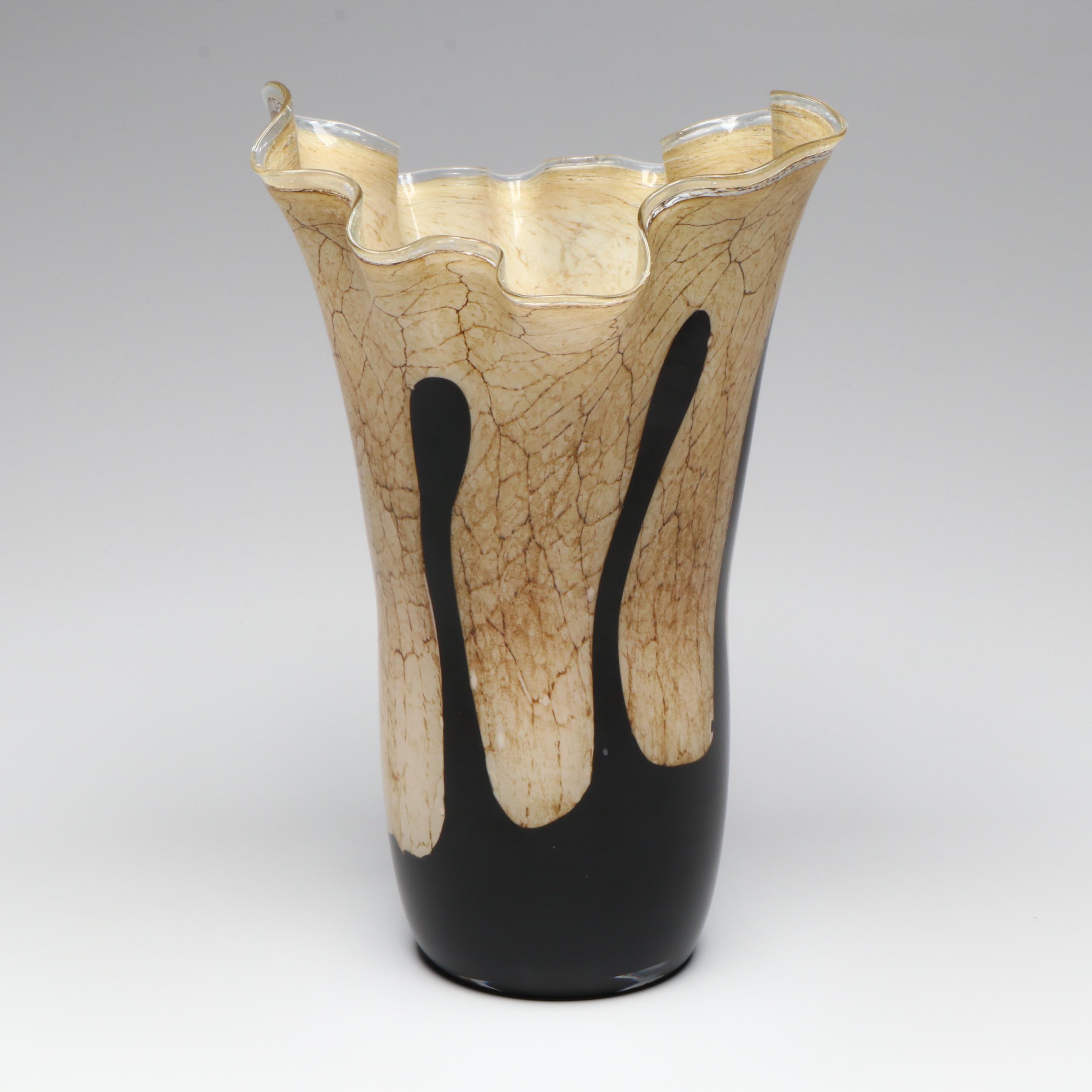 Jozefina of Krosno Hand-Crafted Marbled Art Glass Vase