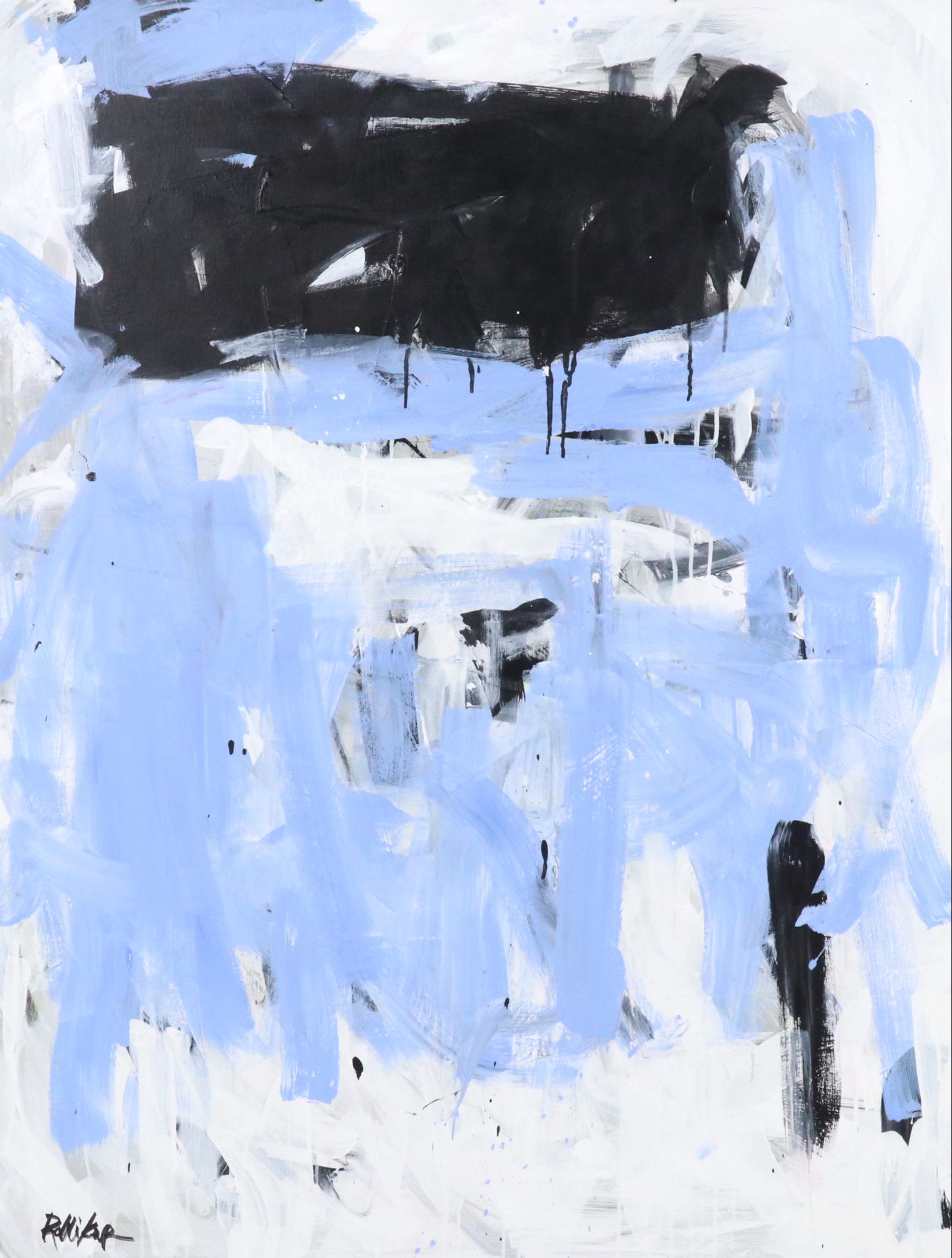 Robbie Kemper Abstract Acrylic Painting "Waterfall at Black Rock," 21st Century