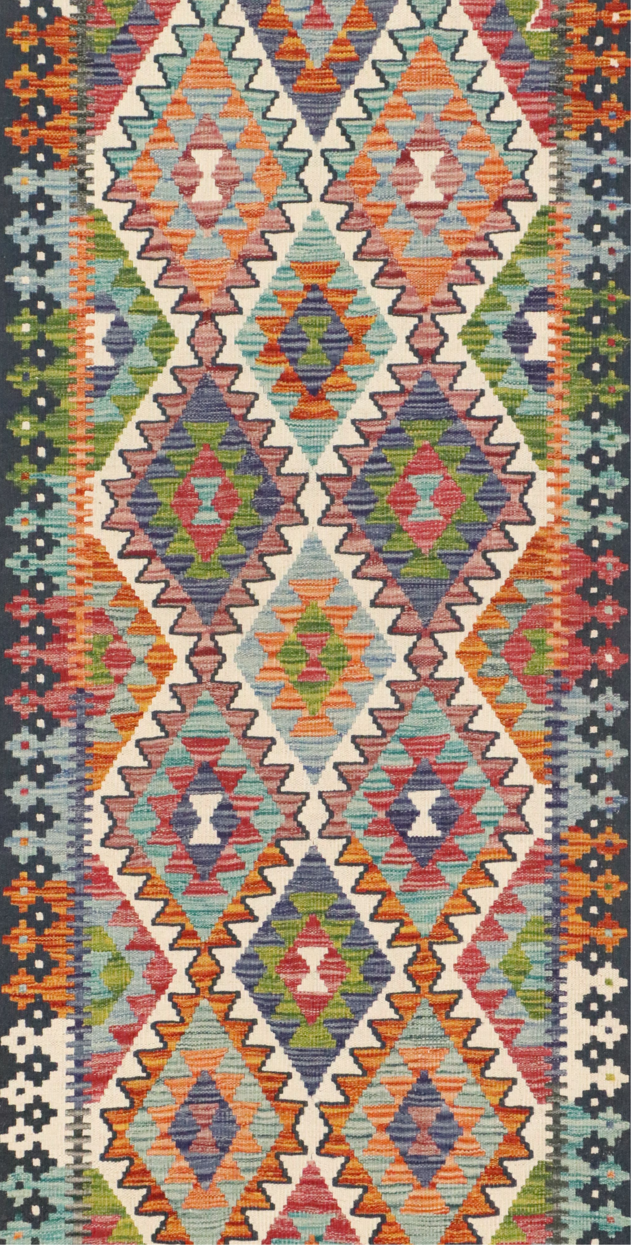 2'9 x 16'3 Handwoven Pakistani Kilim Carpet Runner