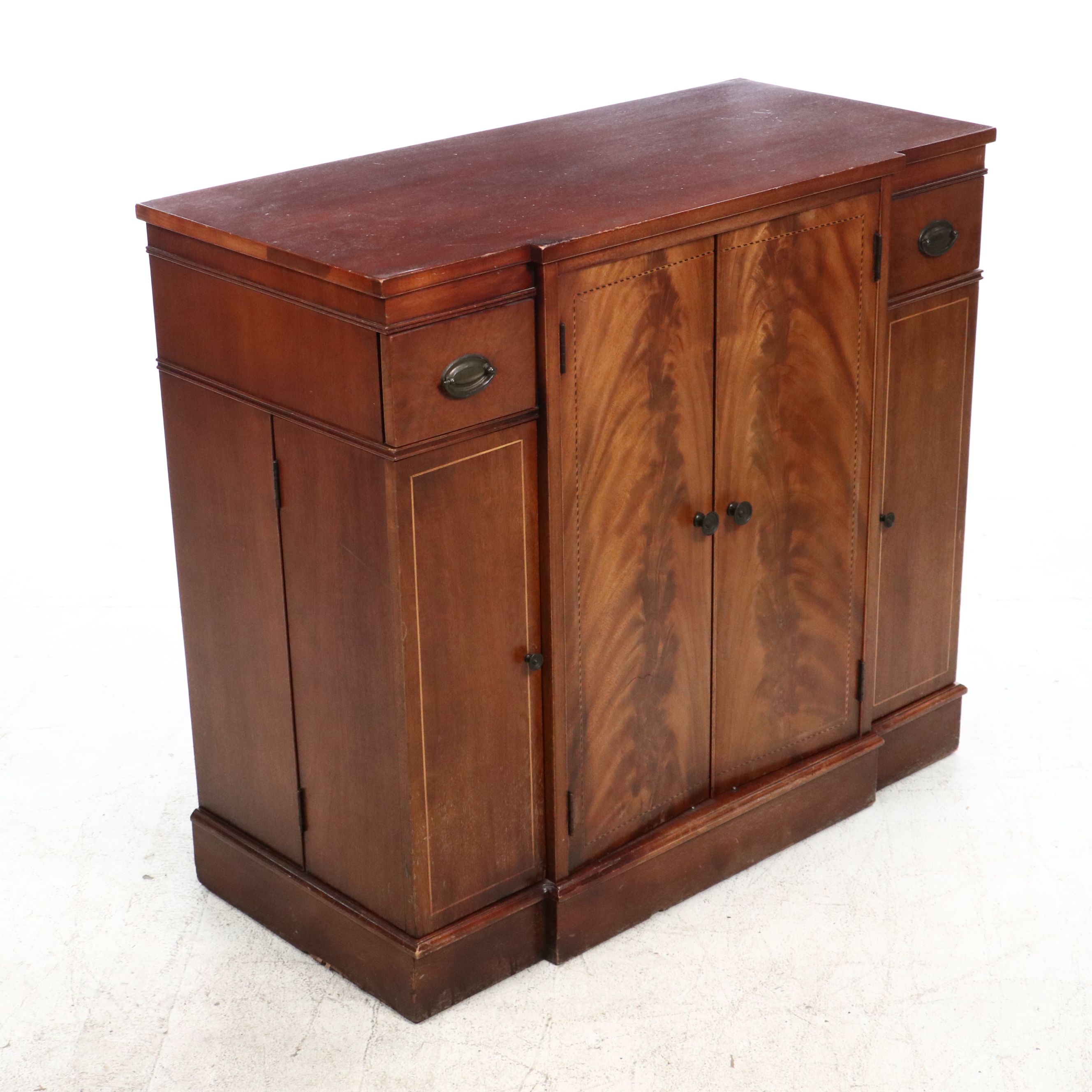 Art Deco Style Mahogany and Burled Wood Bar and Music Cabinet