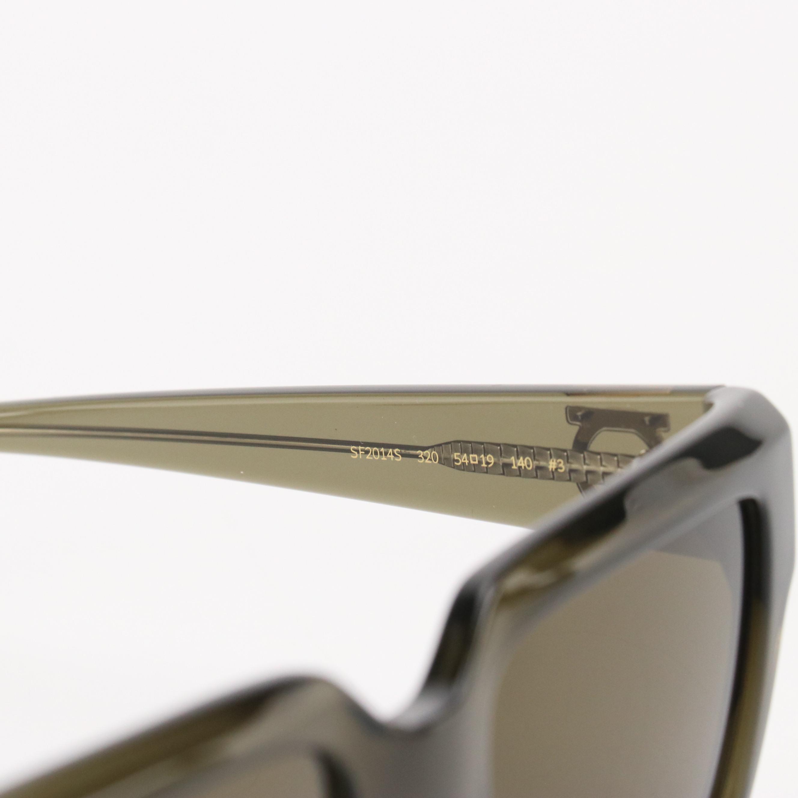 Salvatore Ferragamo SF2014S Transparent Khaki Square Sunglasses W/ Case & Box