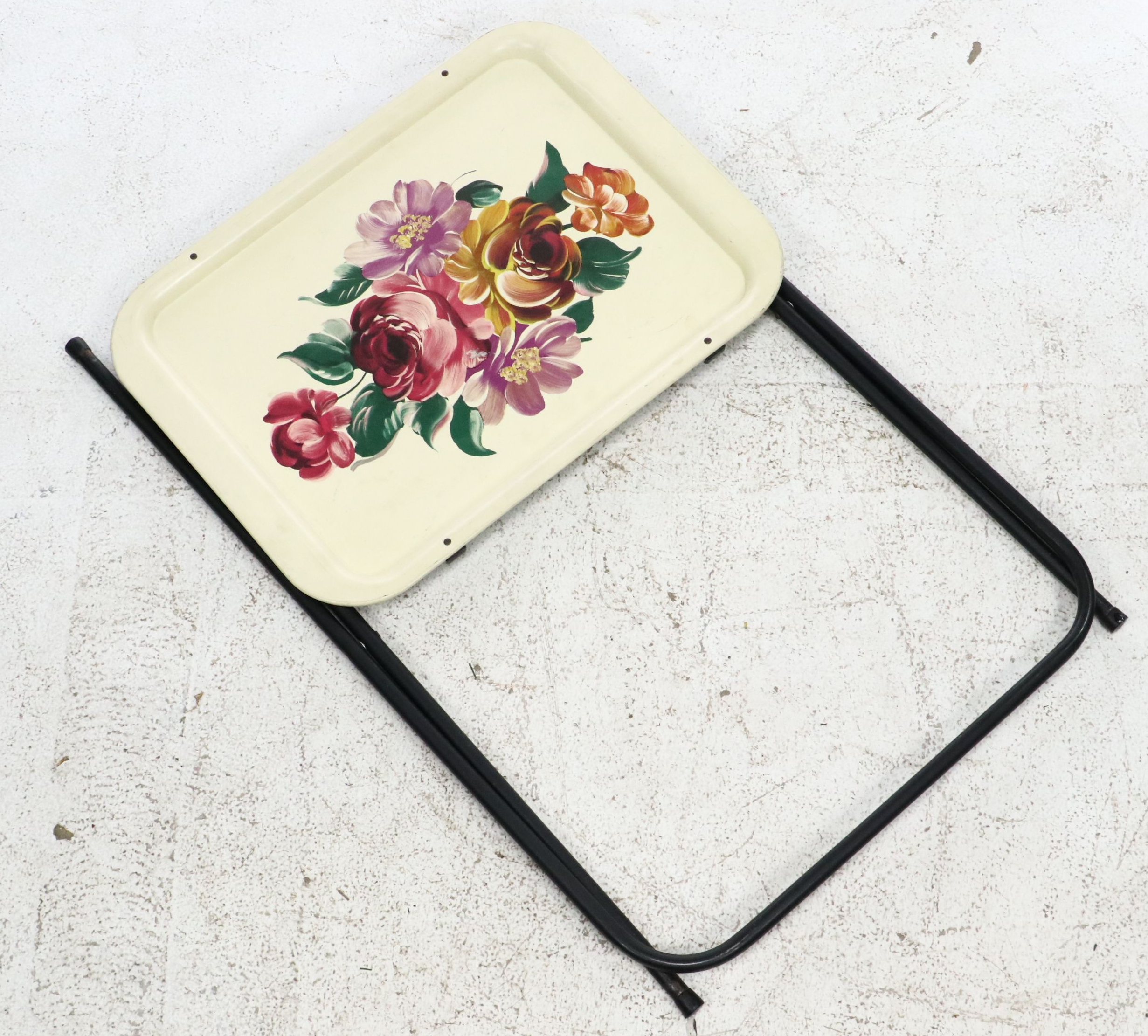 Vintage Toleware Folding Tray Tables, Mid-20th Century