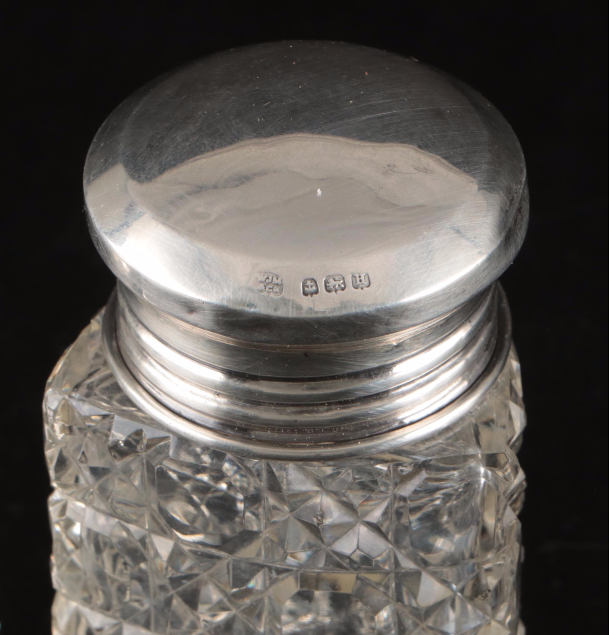 Birmingham Sterling and Cut Glass Dresser Jars and Other Vanity Items