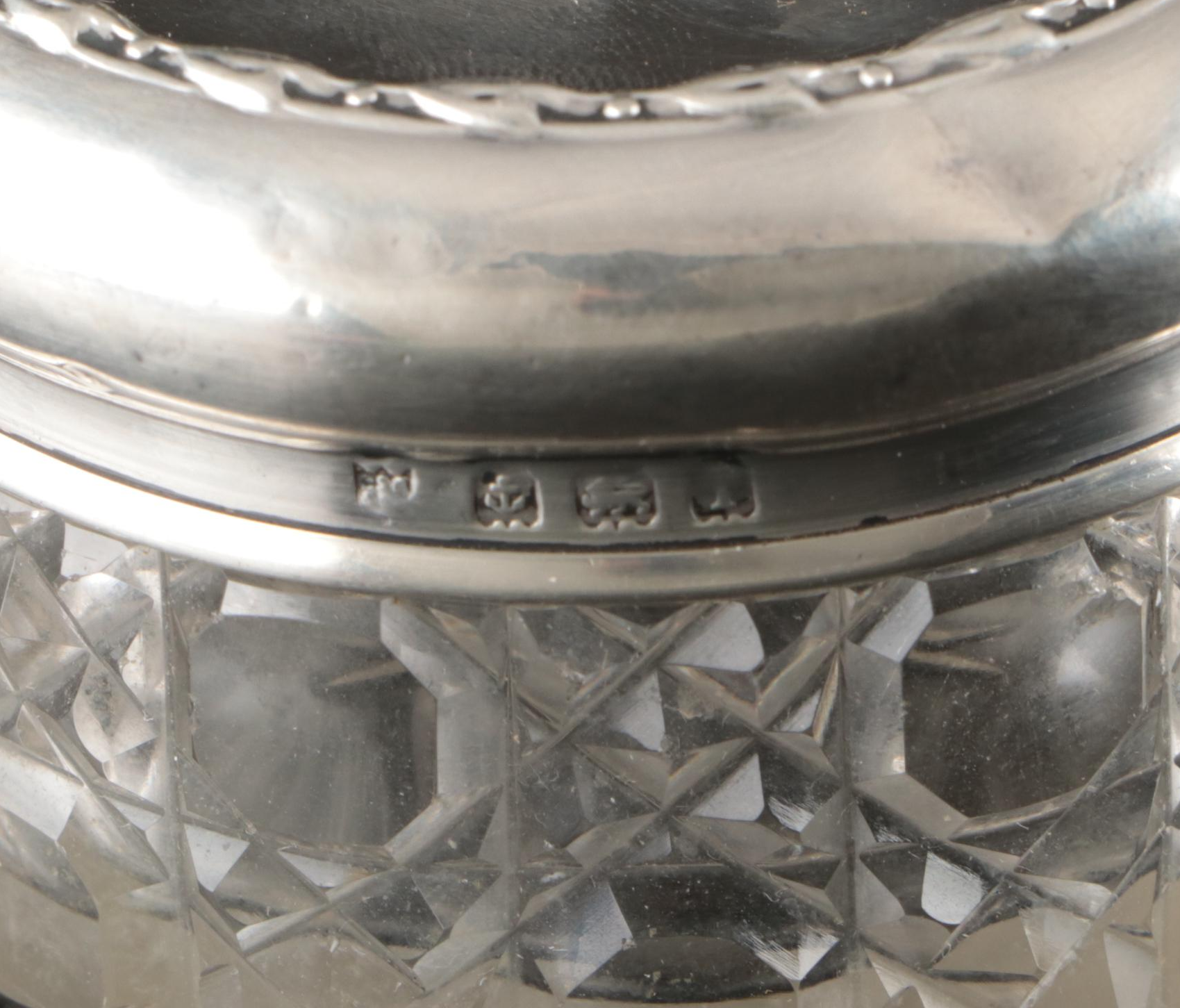 Birmingham Sterling and Cut Glass Dresser Jars and Other Vanity Items