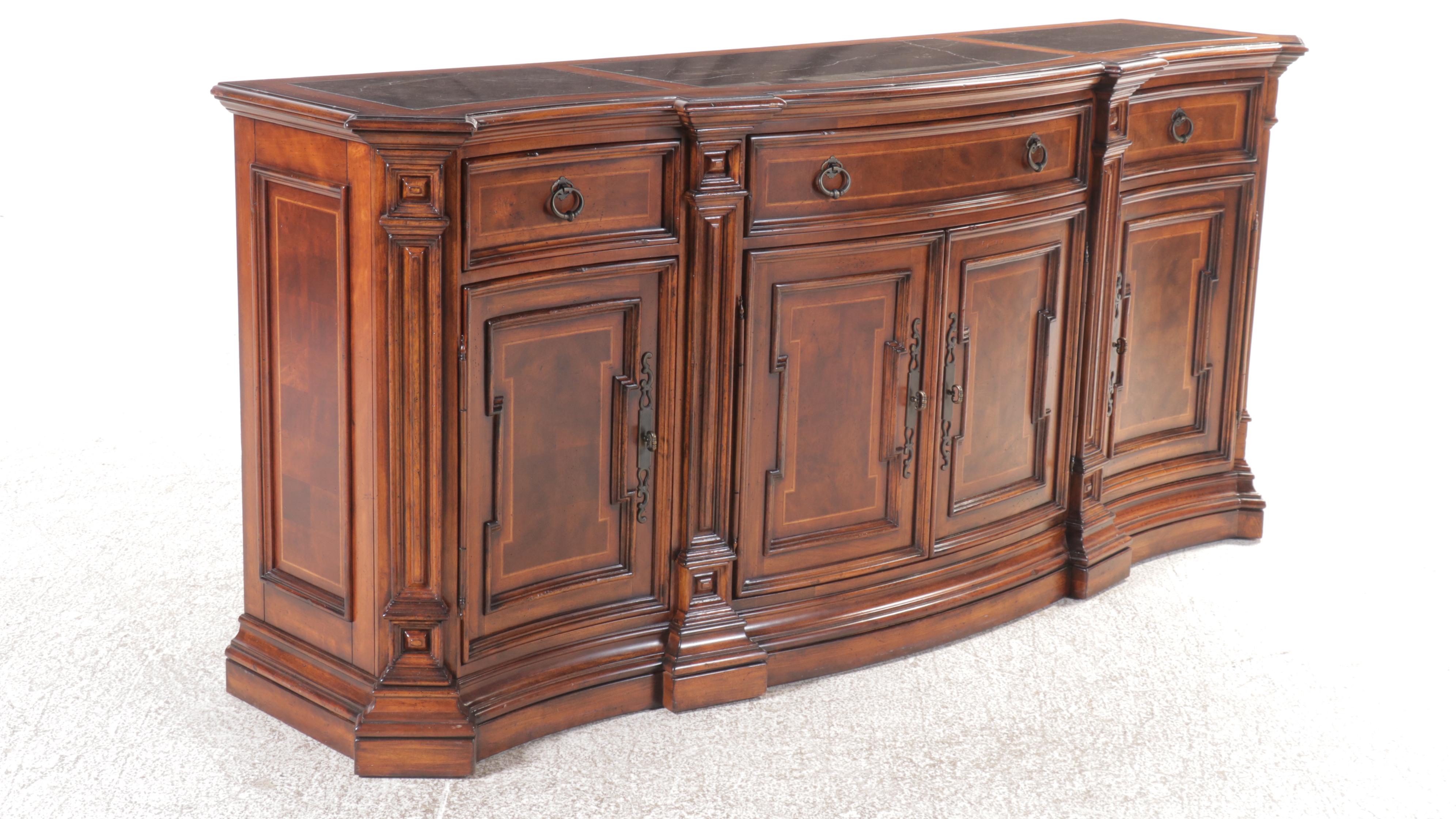 Fine Furniture Mahogany Credenza with Marble Inlay Top