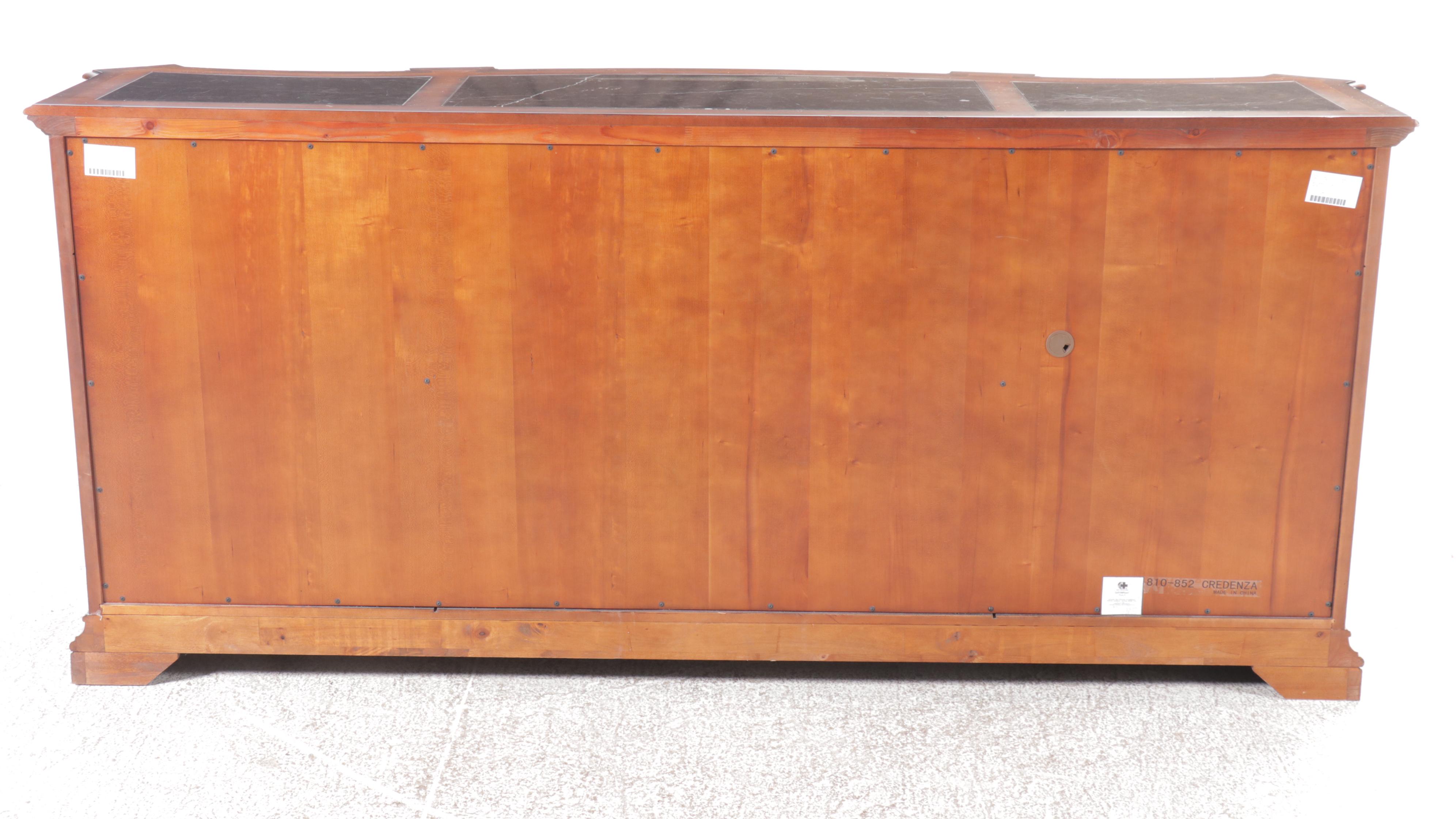 Fine Furniture Mahogany Credenza with Marble Inlay Top