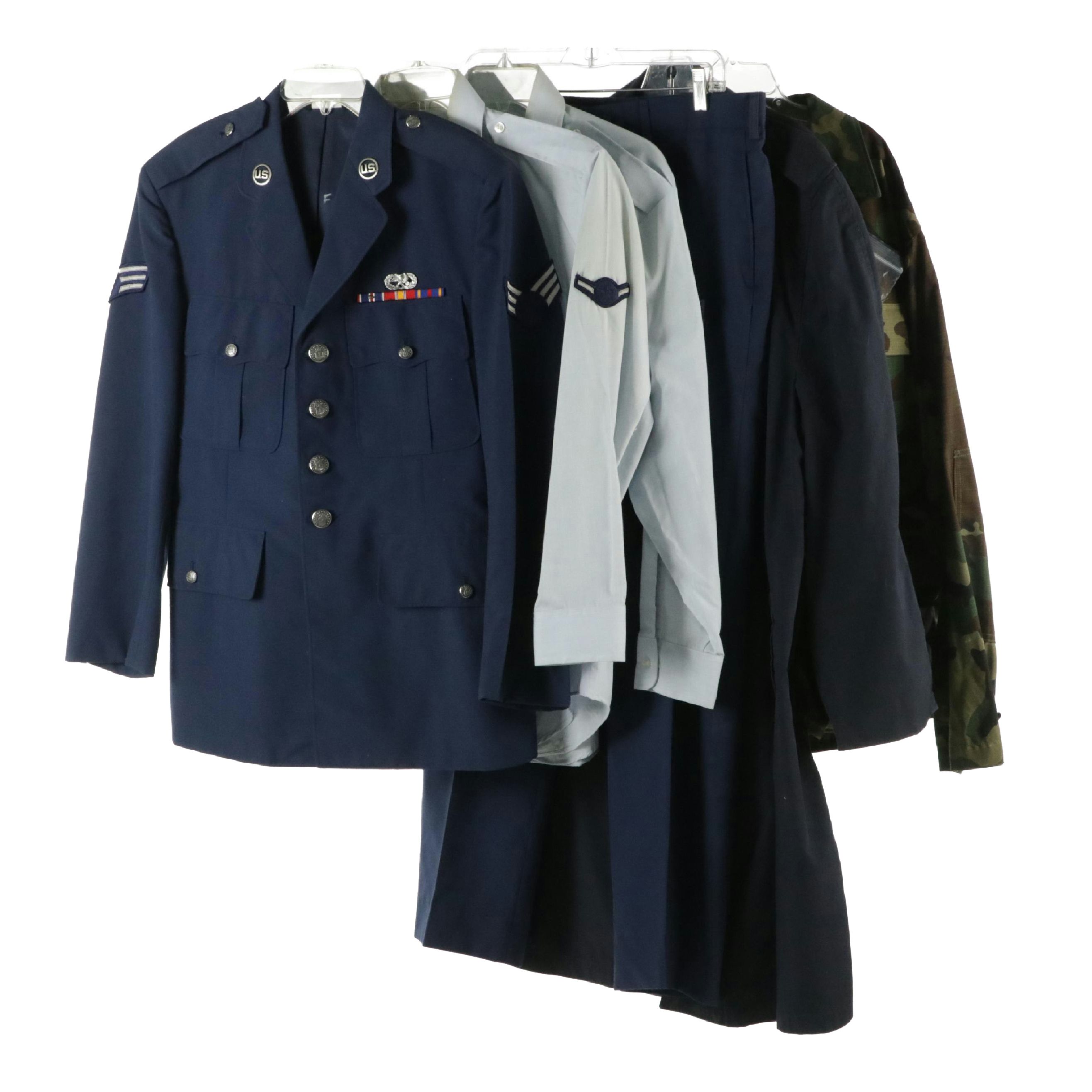 Gulf War/GWOT Era USAF Enlisted Service Dress Blue and BDU Uniforms