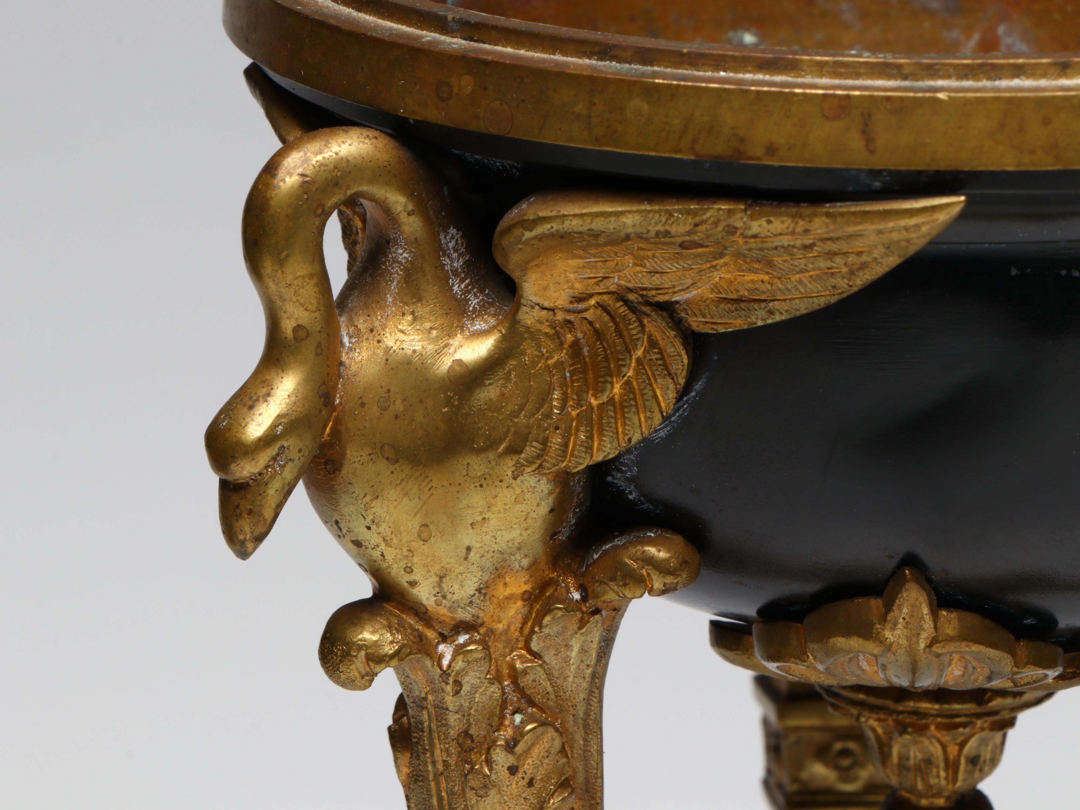 Empire Style Brass Footed Bowl with Metal Wall Sconces and Other Décor