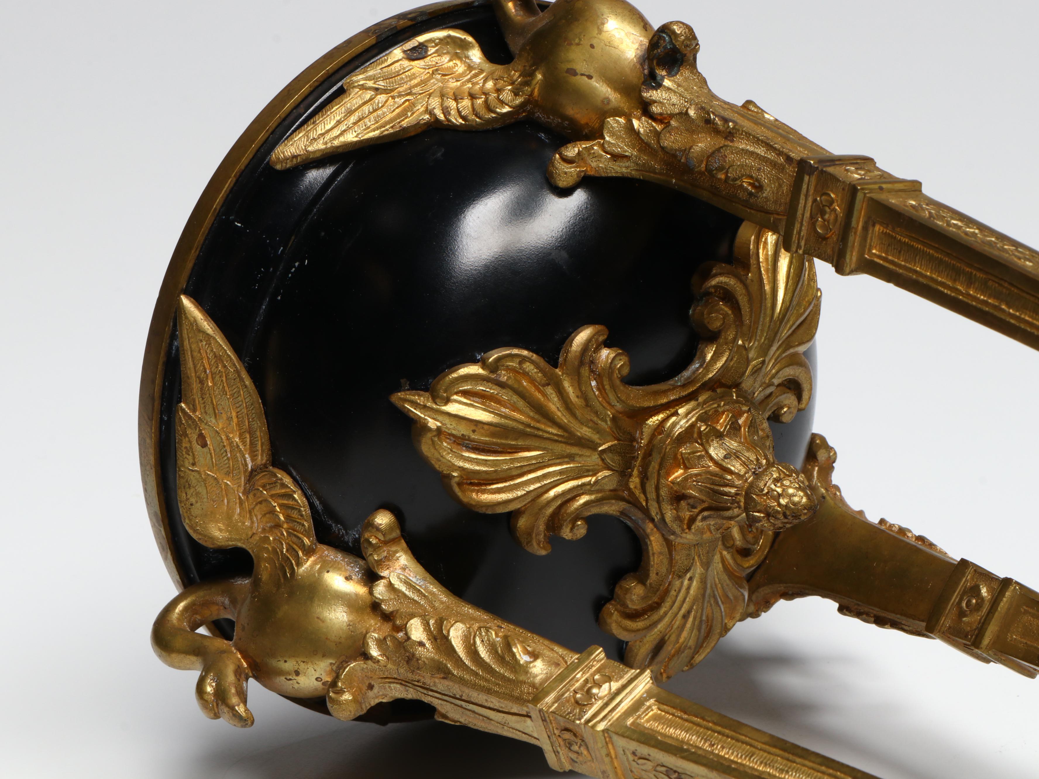 Empire Style Brass Footed Bowl with Metal Wall Sconces and Other Décor