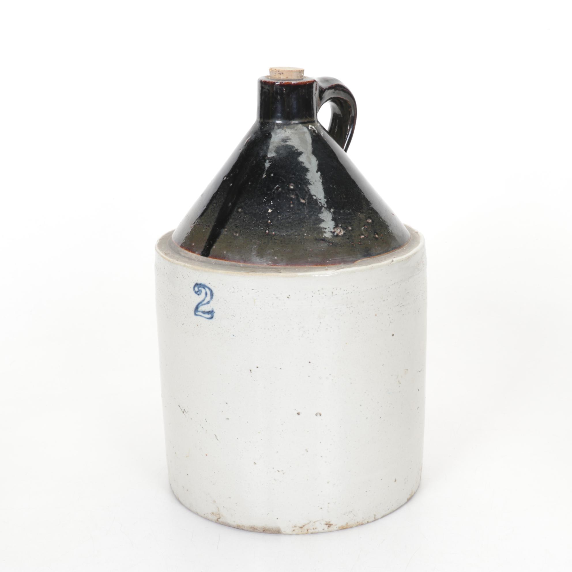 Salt Glazed Stoneware One & Two Gallon Crocks & Jugs