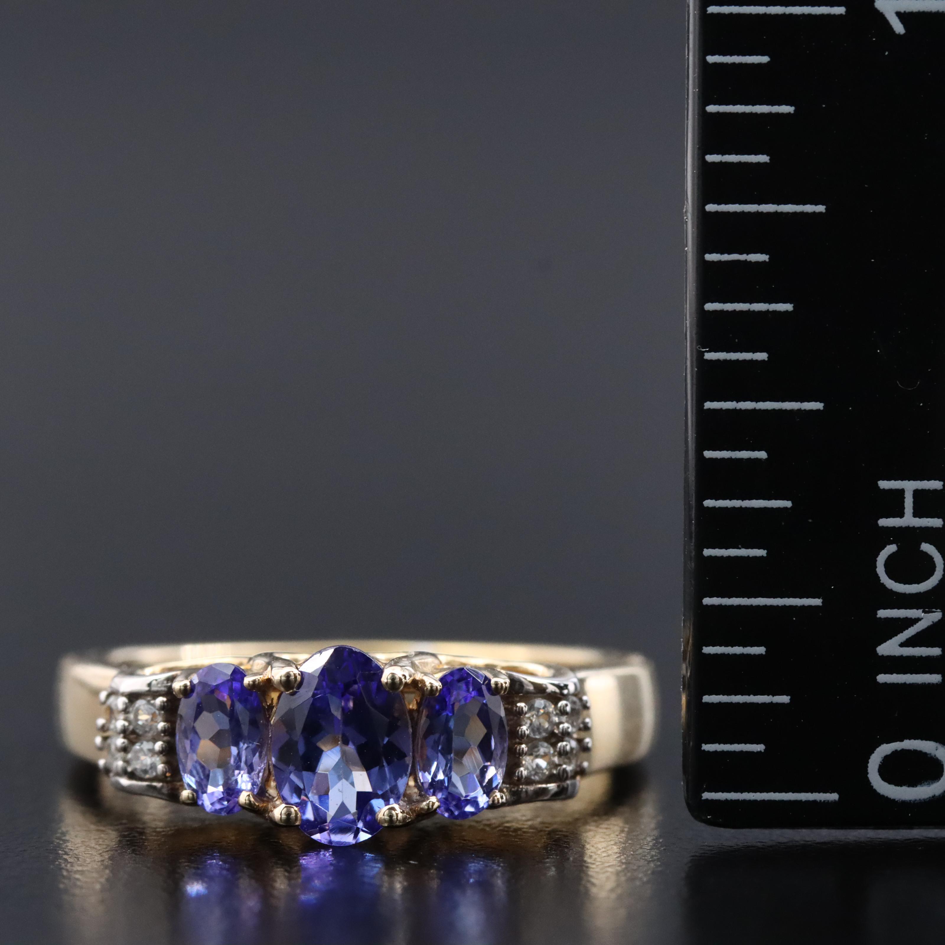 Sterling Tanzanite and White Topaz Ring