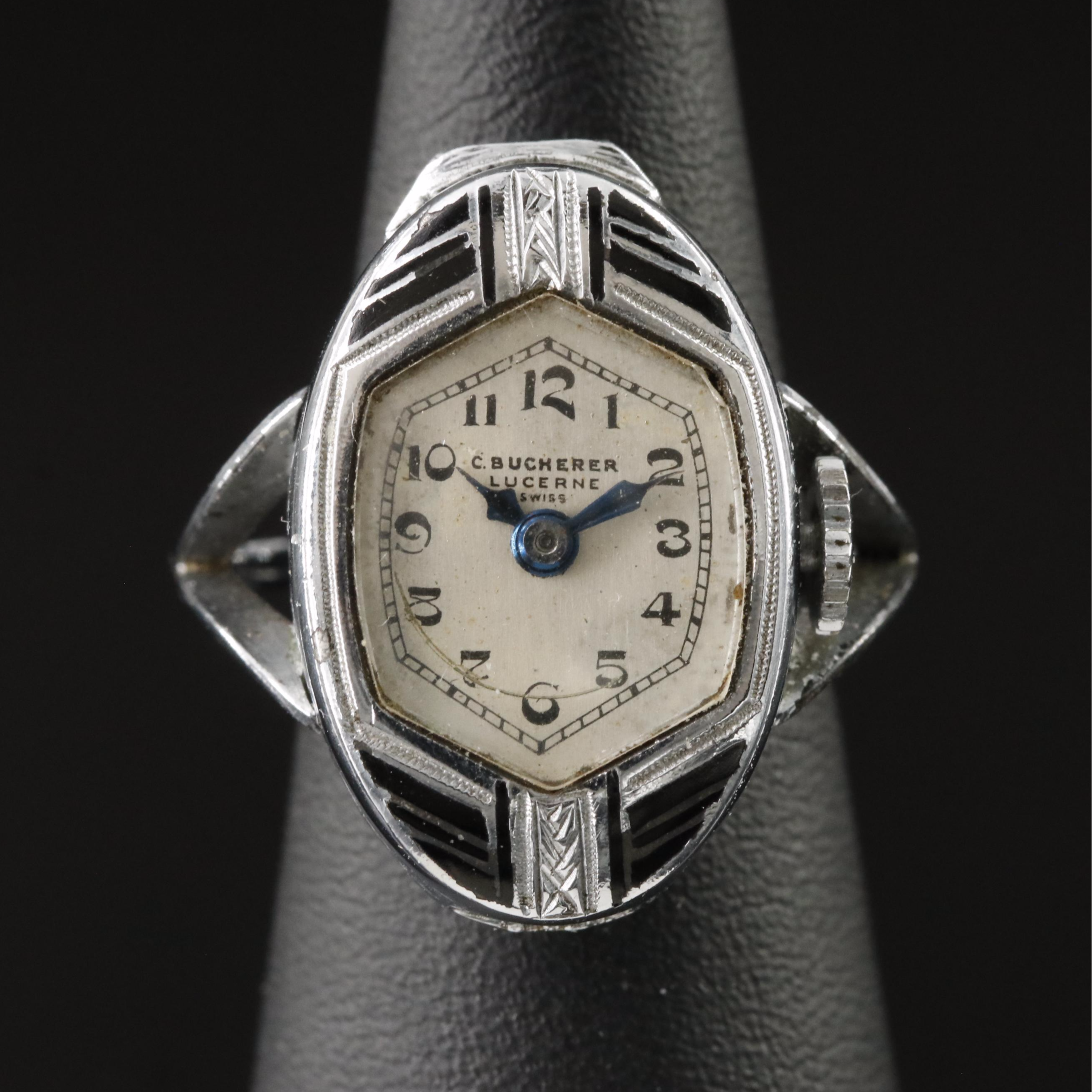Vintage Bucherer Lucerne 0.935 Stem Wind Ring Watch