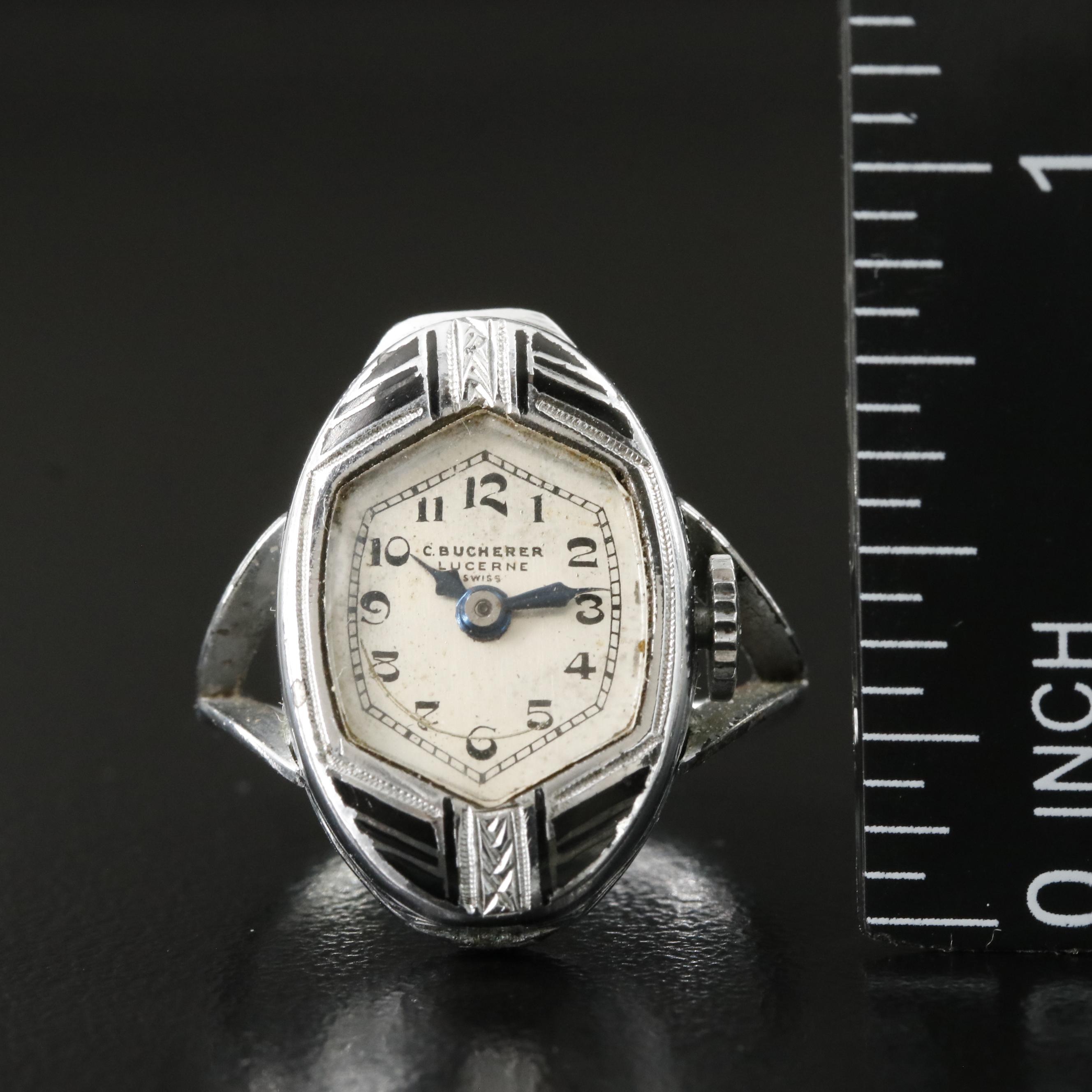 Vintage Bucherer Lucerne 0.935 Stem Wind Ring Watch