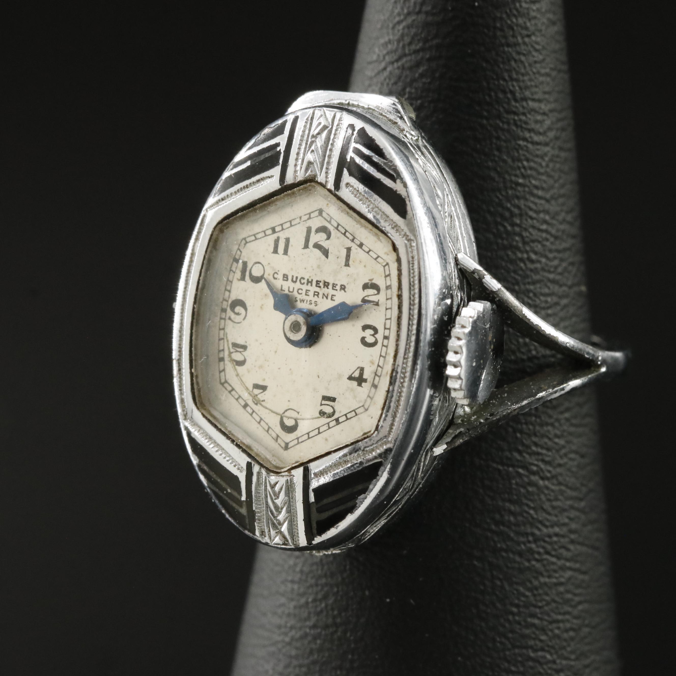 Vintage Bucherer Lucerne 0.935 Stem Wind Ring Watch