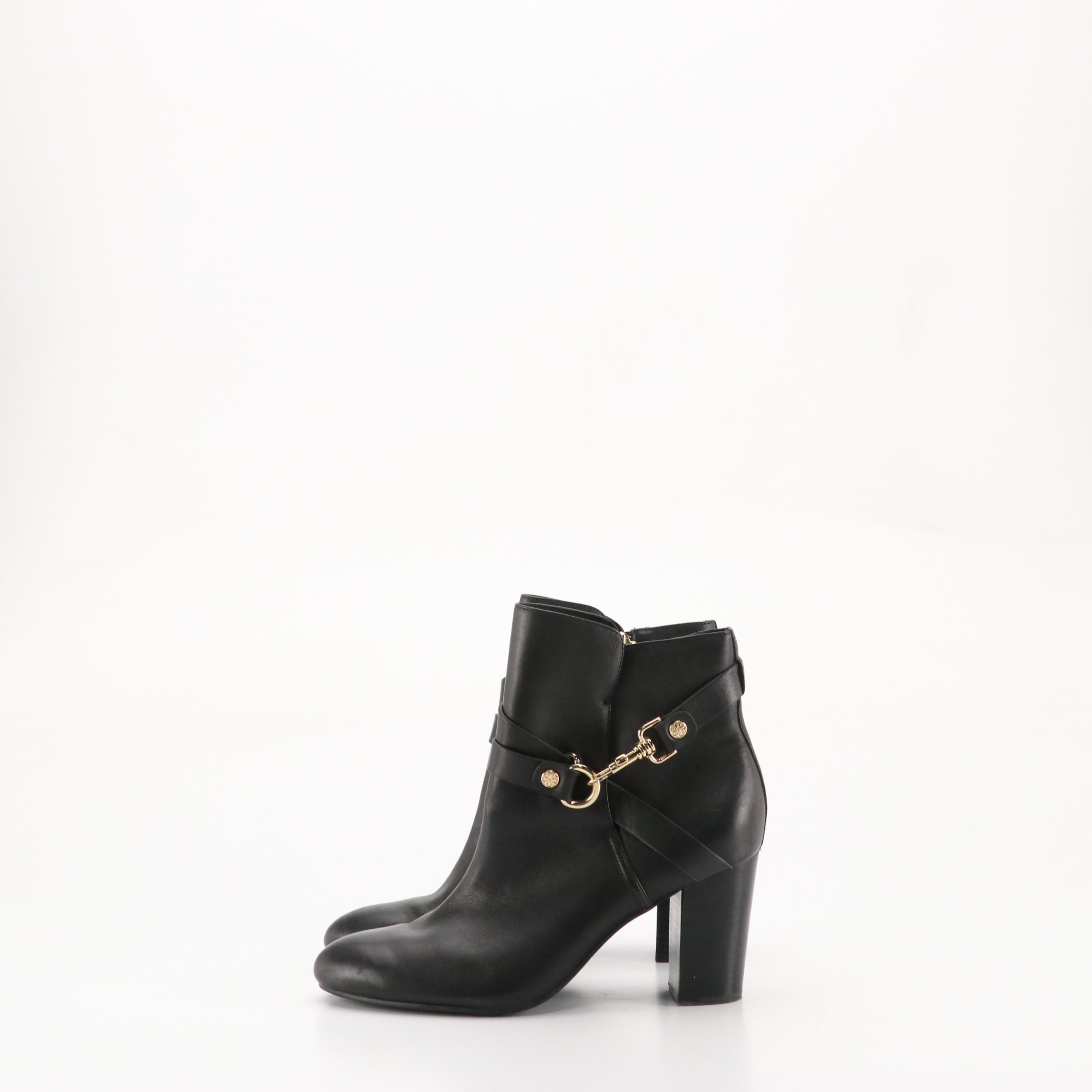 Isola and 42 Gold Black Suede and Leather Ankle Boots