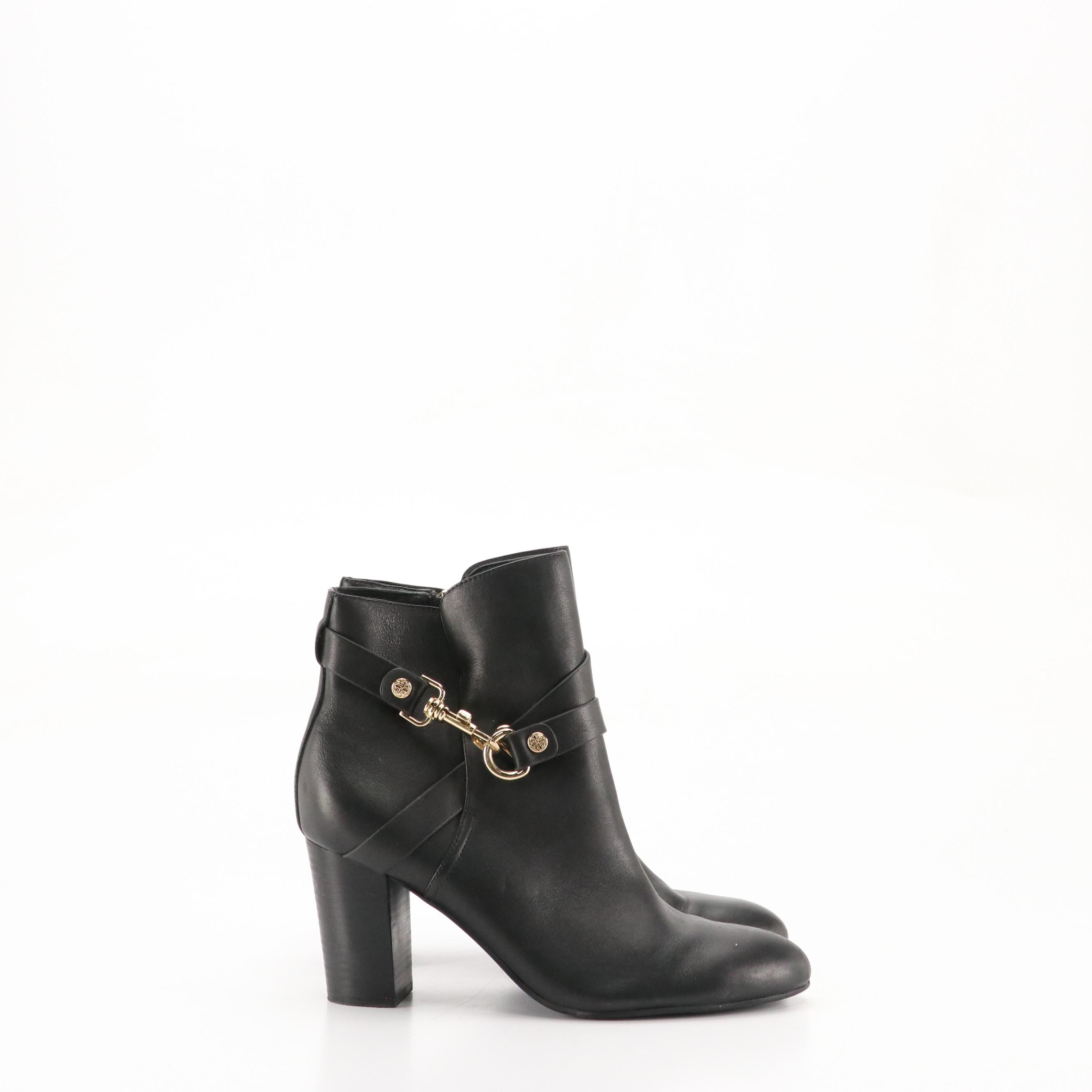 Isola and 42 Gold Black Suede and Leather Ankle Boots
