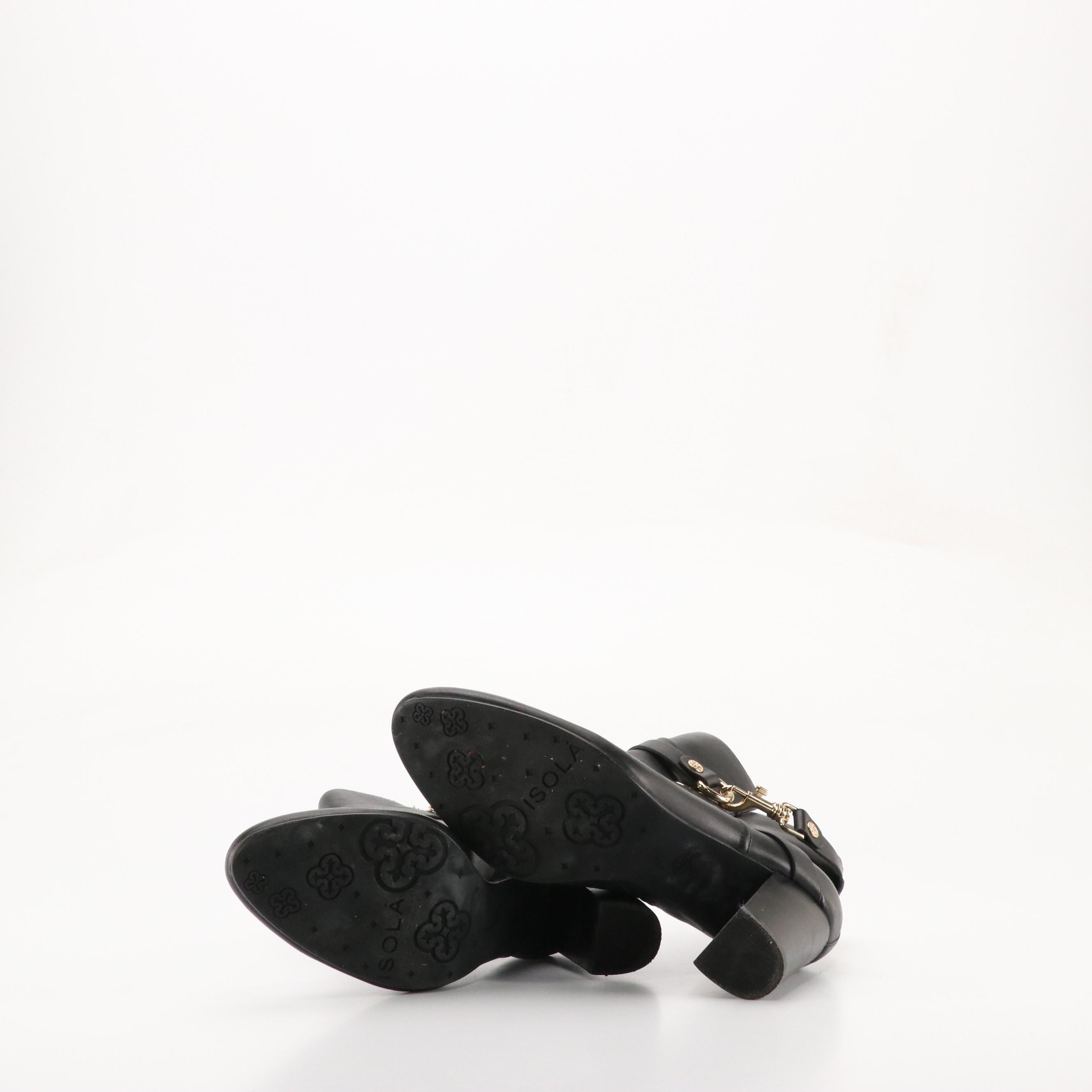 Isola and 42 Gold Black Suede and Leather Ankle Boots