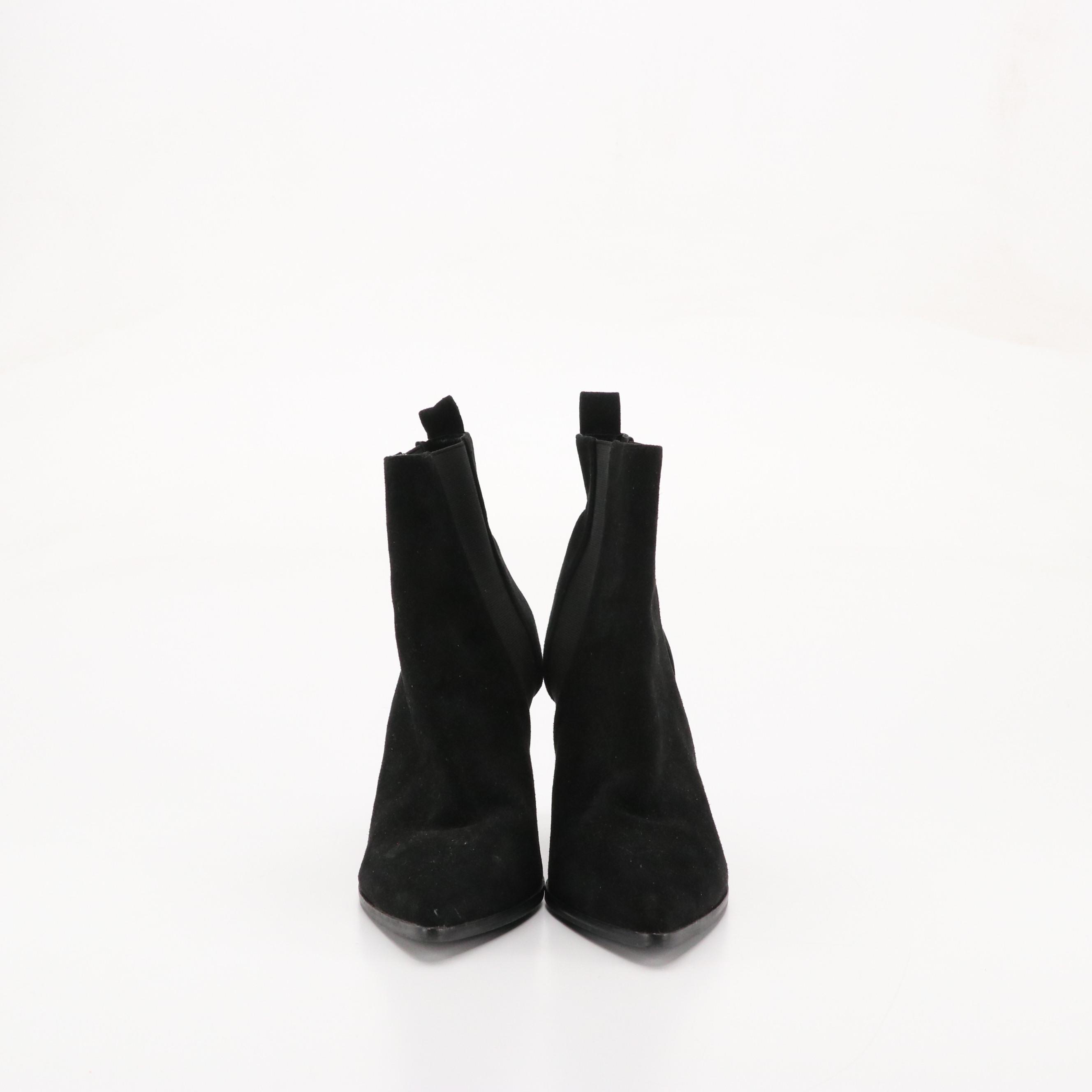 Isola and 42 Gold Black Suede and Leather Ankle Boots