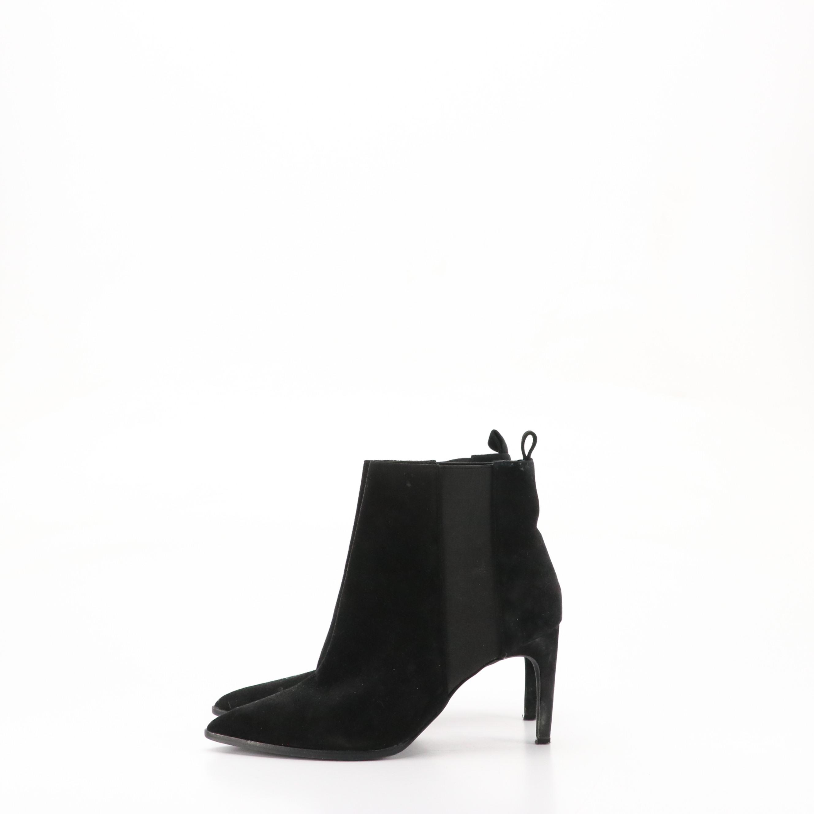 Isola and 42 Gold Black Suede and Leather Ankle Boots