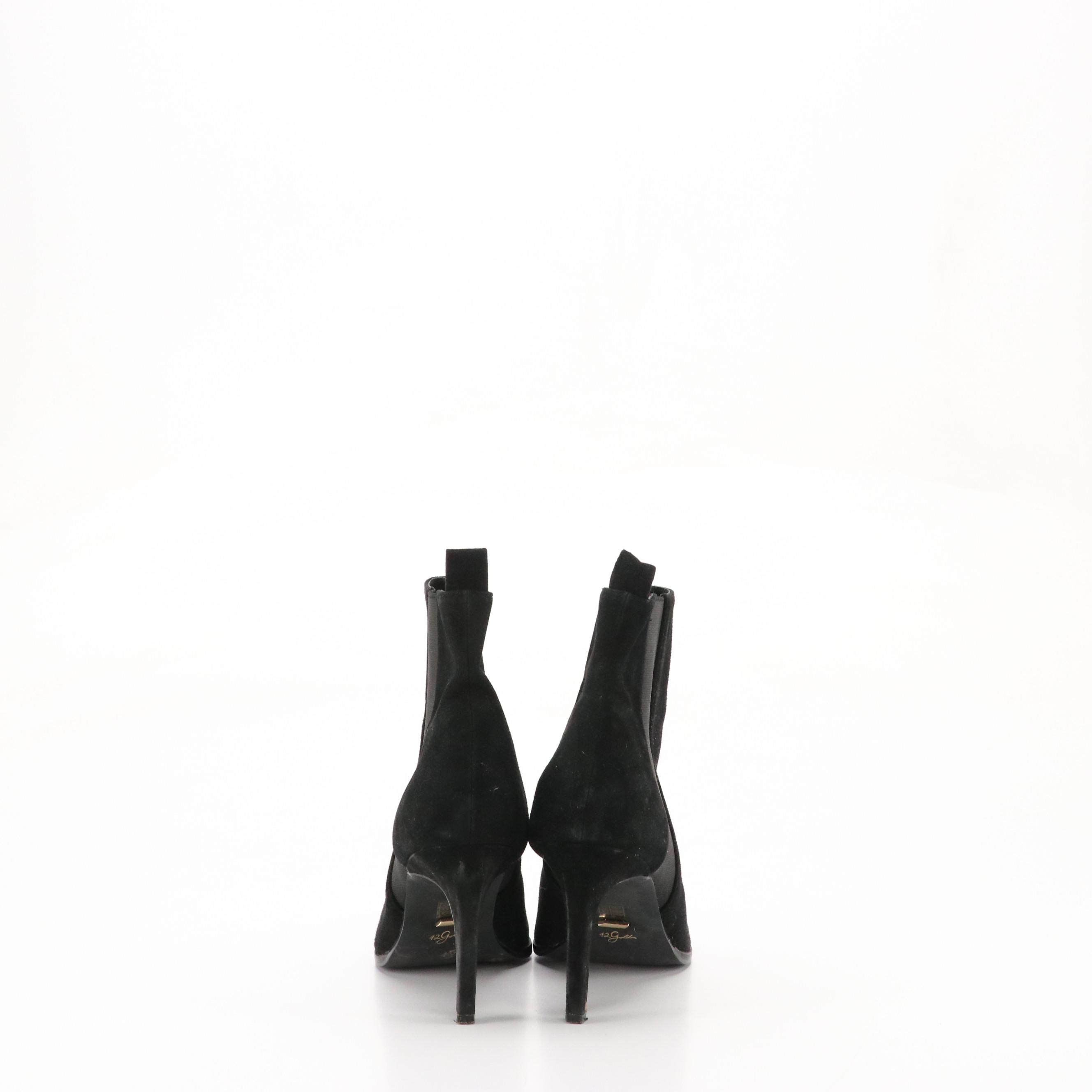 Isola and 42 Gold Black Suede and Leather Ankle Boots