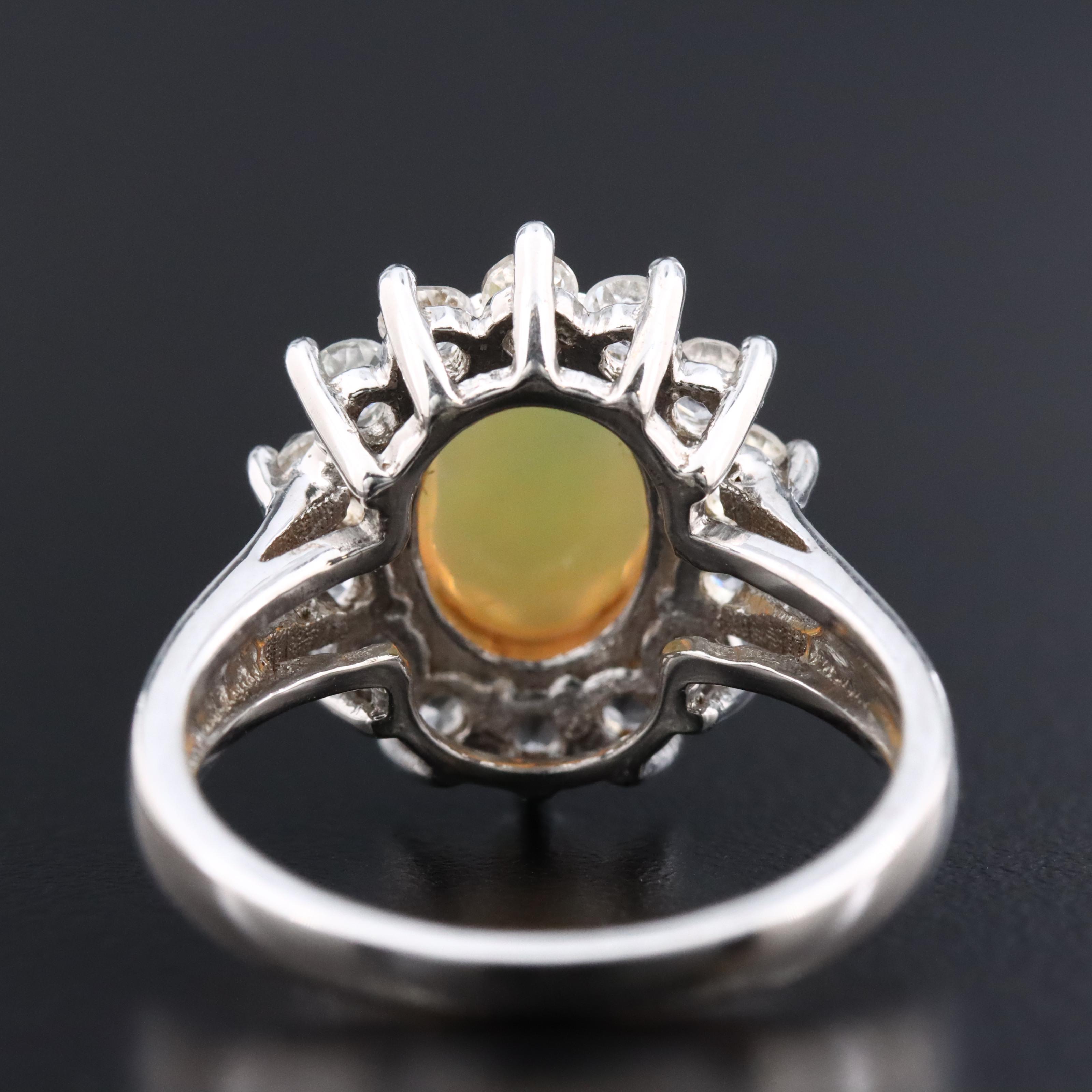 Sterling Opal and White Topaz Ring