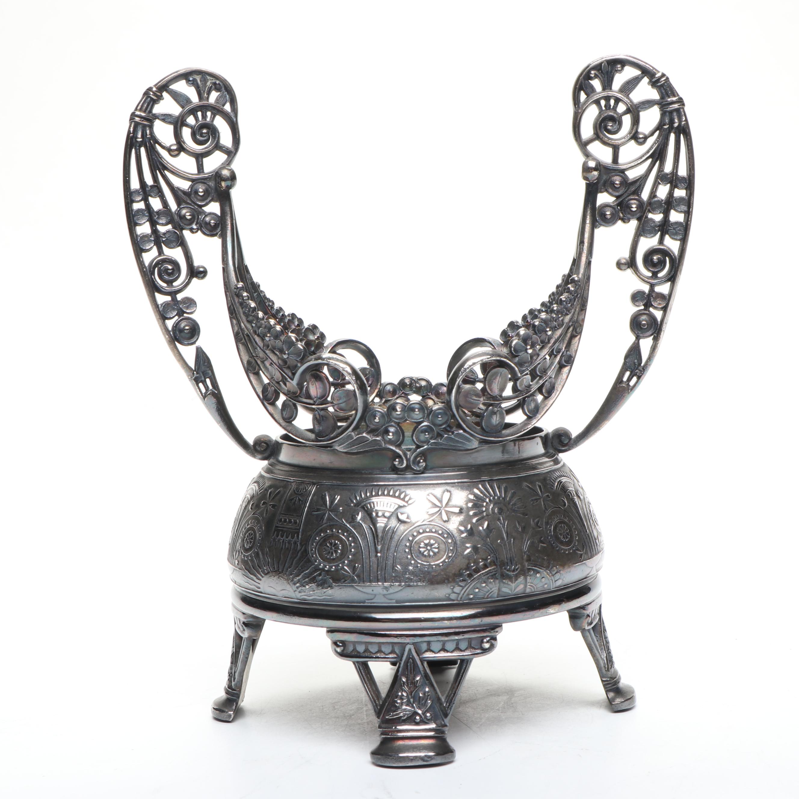 Meriden Britannia Co. with Other Victorian Silver Plate Brides Basket Holder