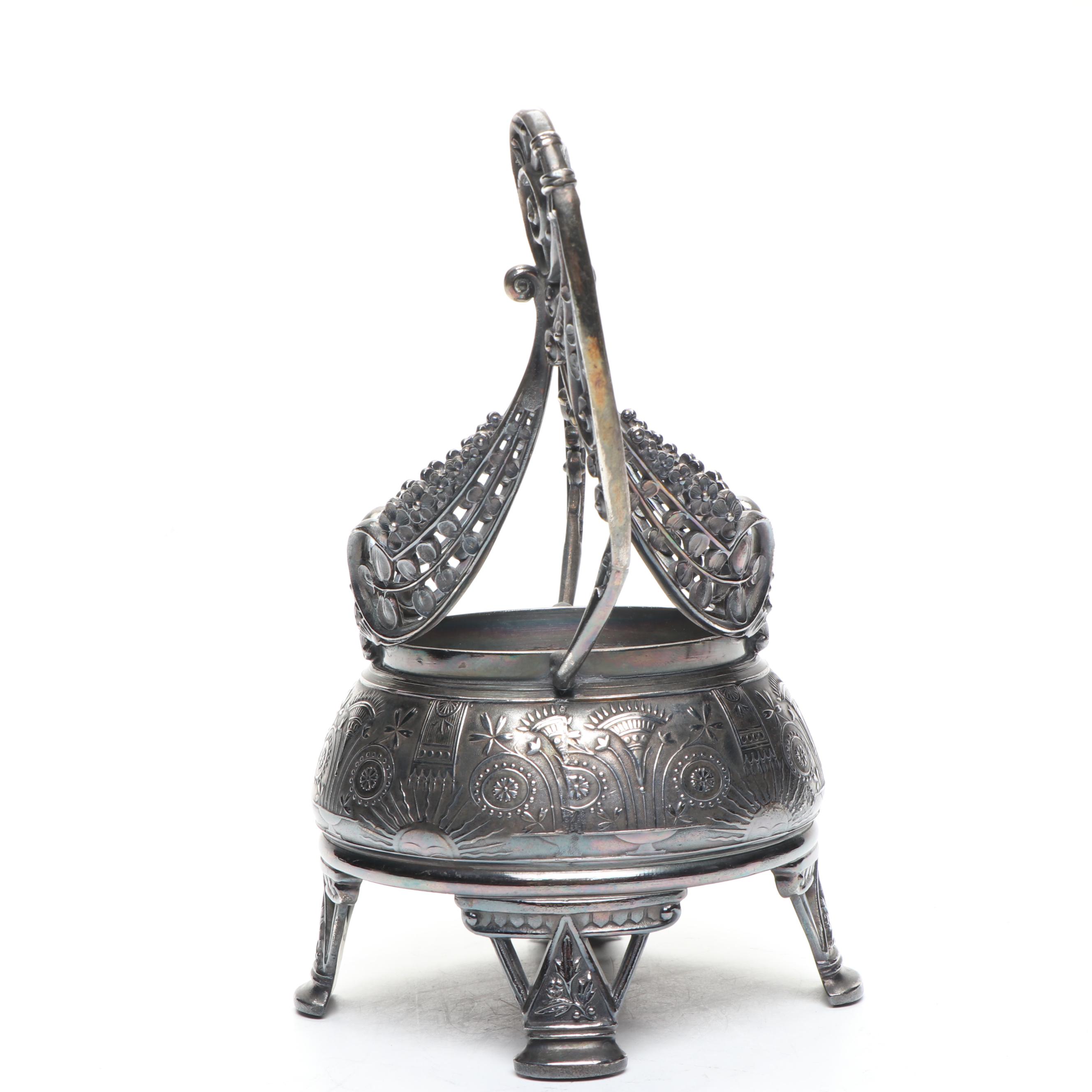 Meriden Britannia Co. with Other Victorian Silver Plate Brides Basket Holder