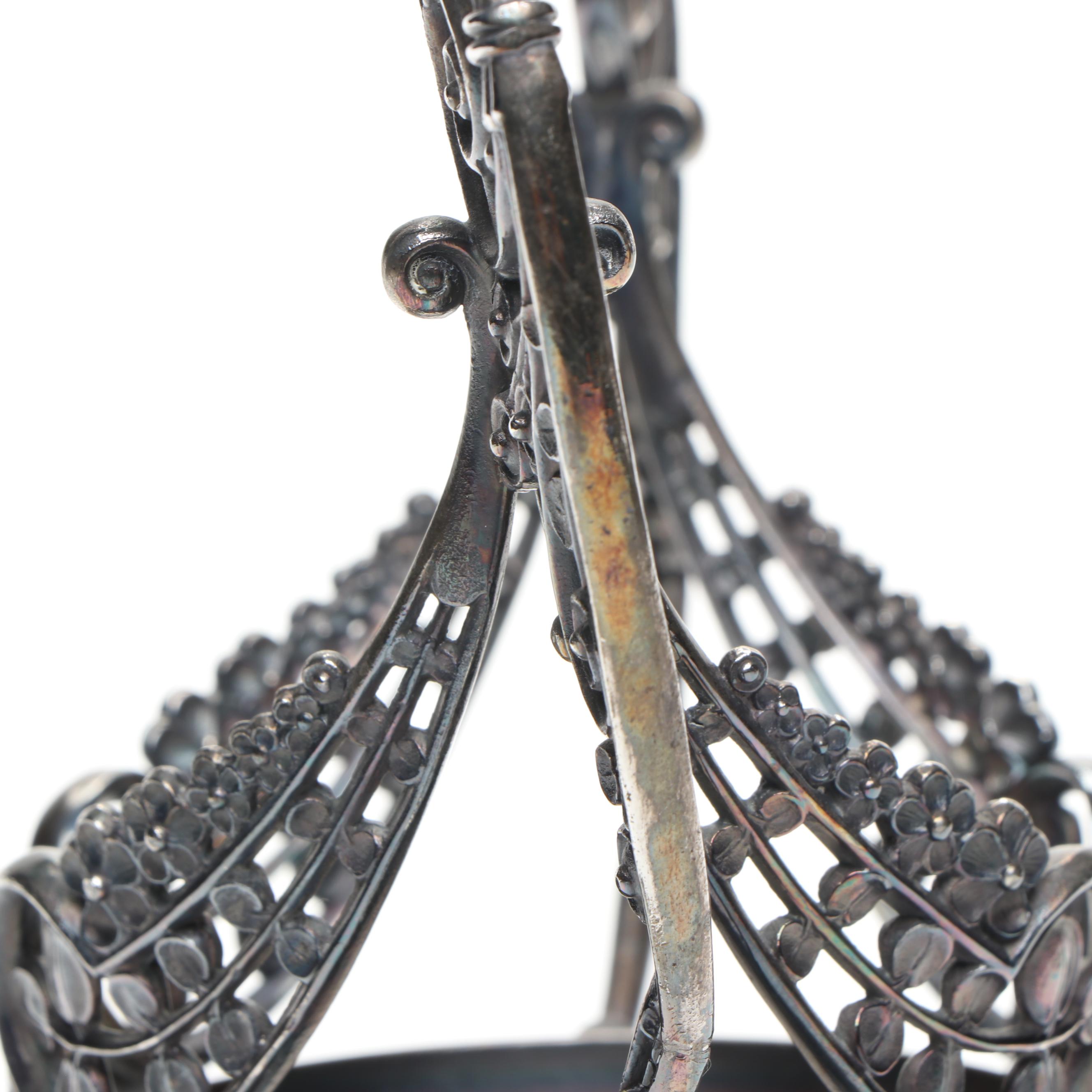 Meriden Britannia Co. with Other Victorian Silver Plate Brides Basket Holder