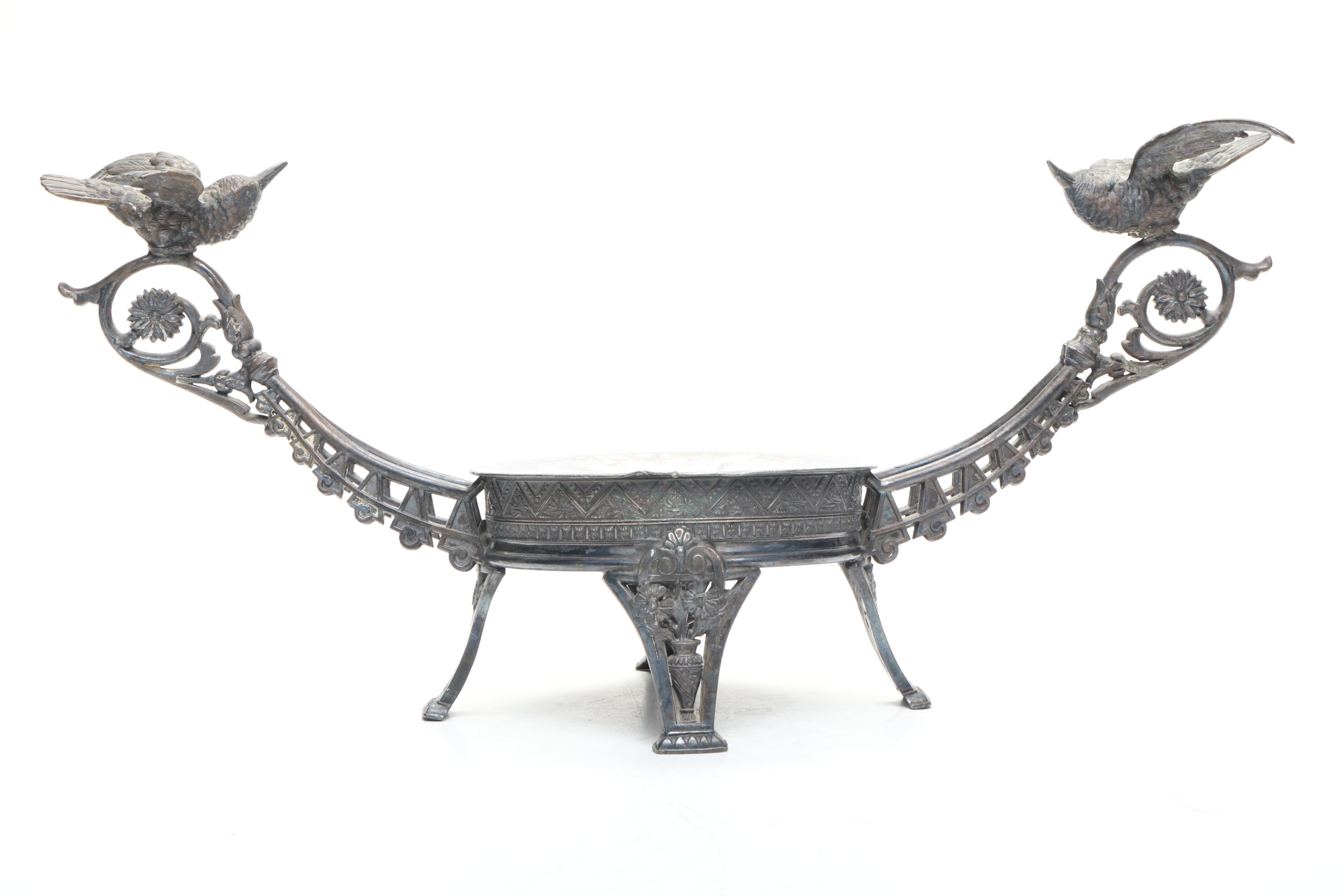 Meriden Britannia Co. with Other Victorian Silver Plate Brides Basket Holder