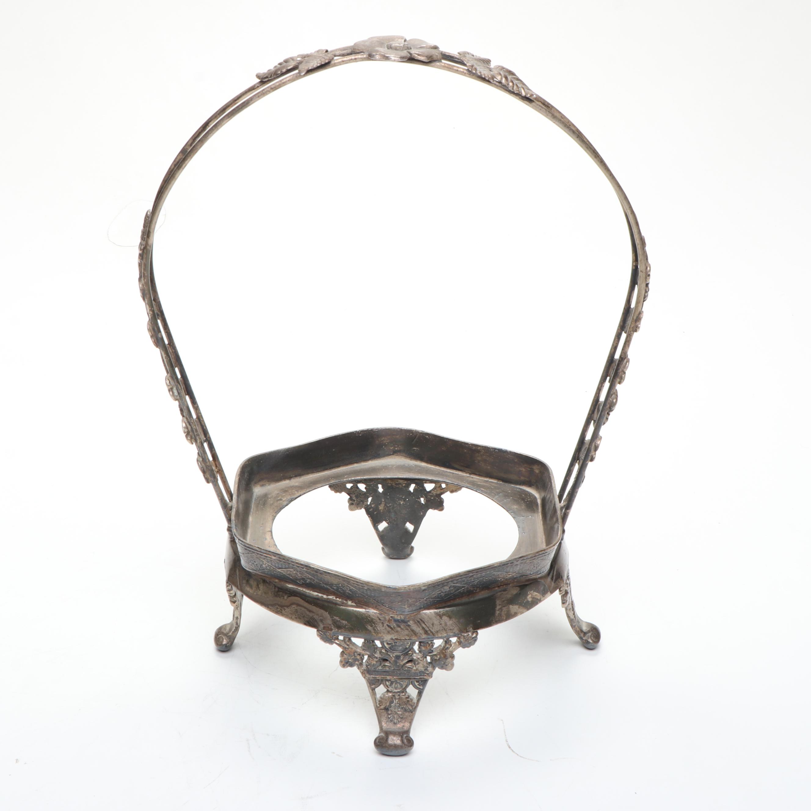 Meriden Britannia Co. with Other Victorian Silver Plate Brides Basket Holder