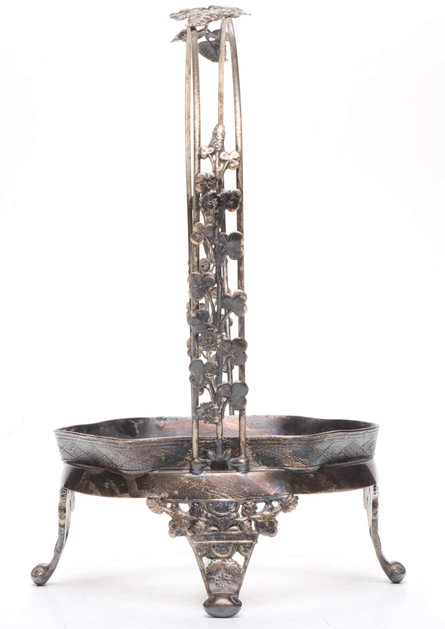 Meriden Britannia Co. with Other Victorian Silver Plate Brides Basket Holder