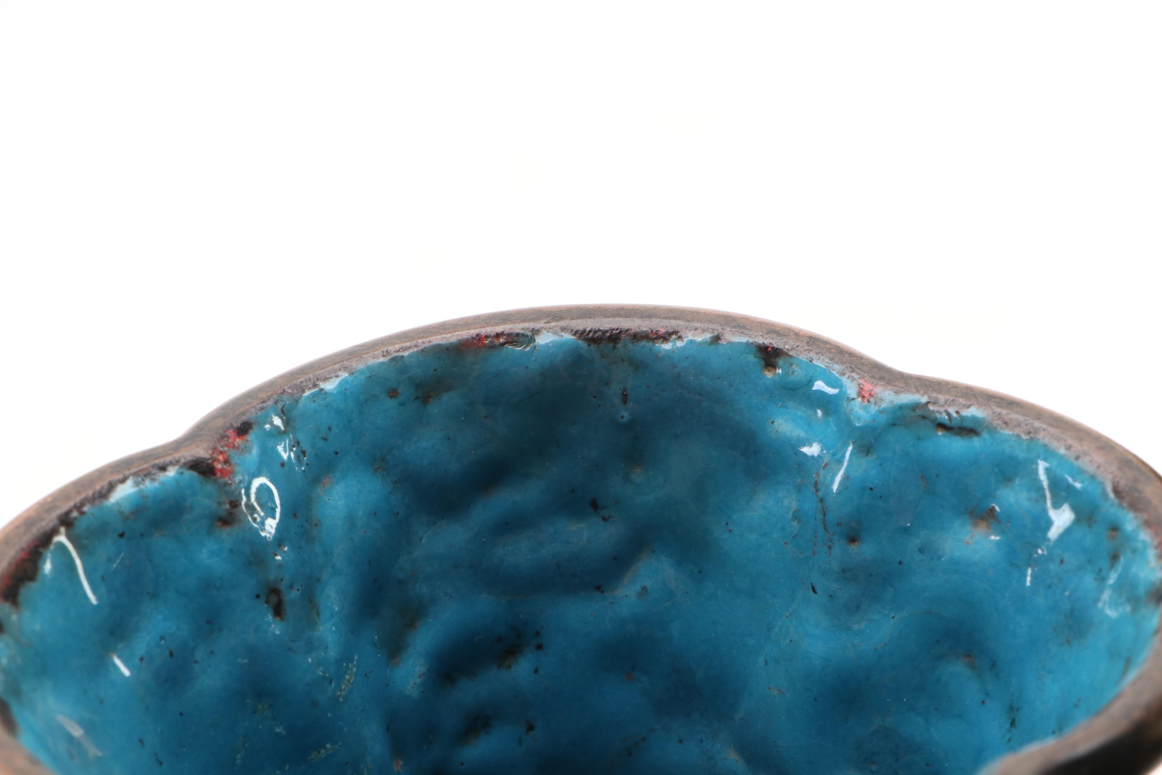 Pair of Chinese Cloisonné Blue Floral Vases