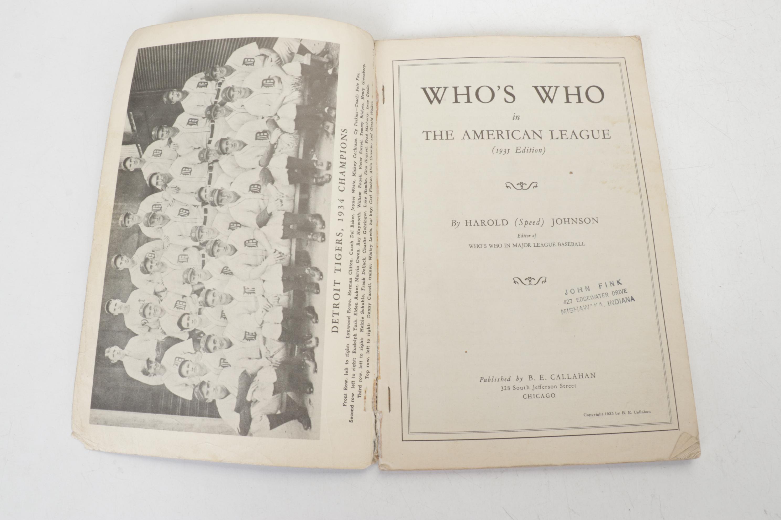 "Who's Who" in the American League, Major Leagues & More 1930s Baseball Ephemera