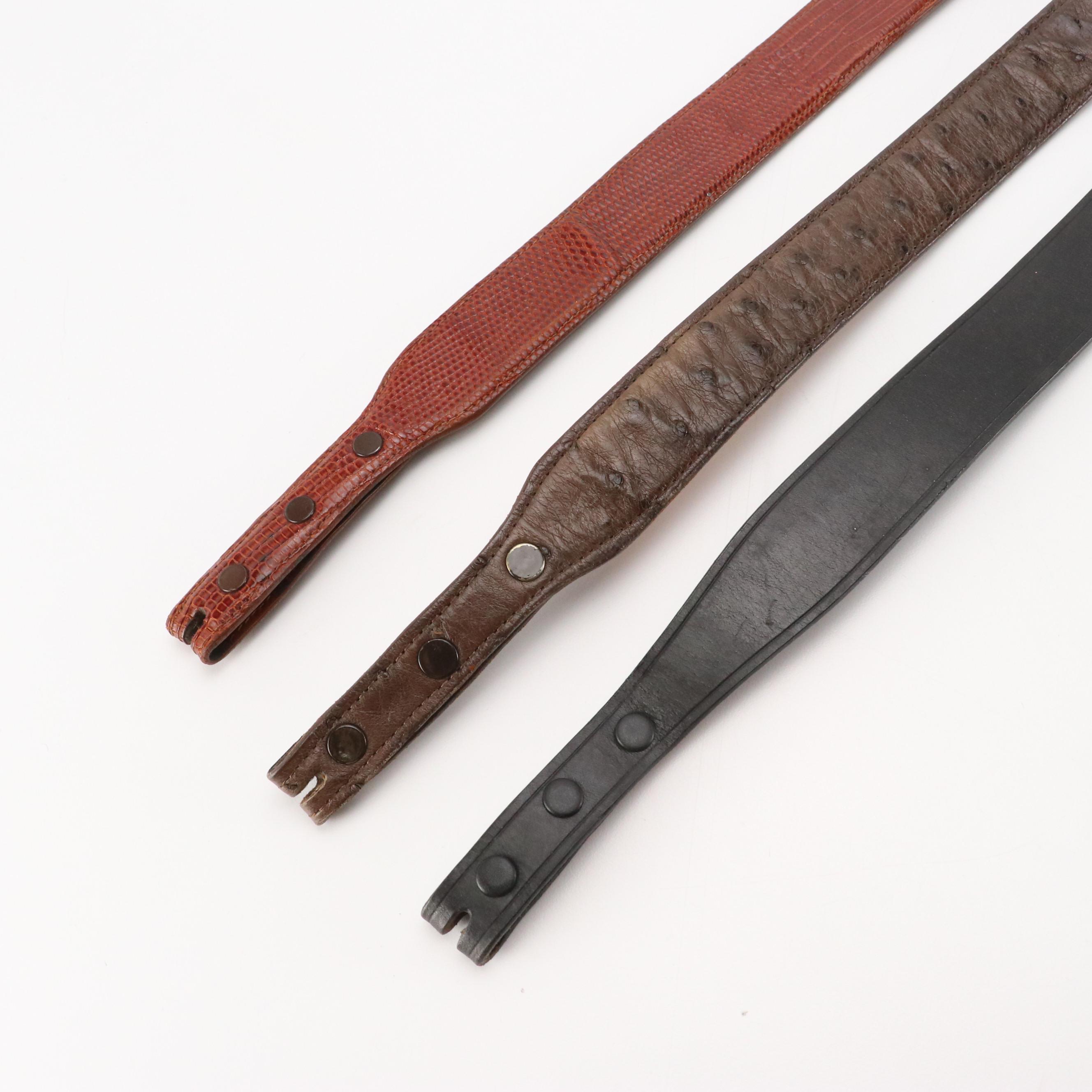 Vintage Lizardskin, Ostrich and Calfskin Leather Belts