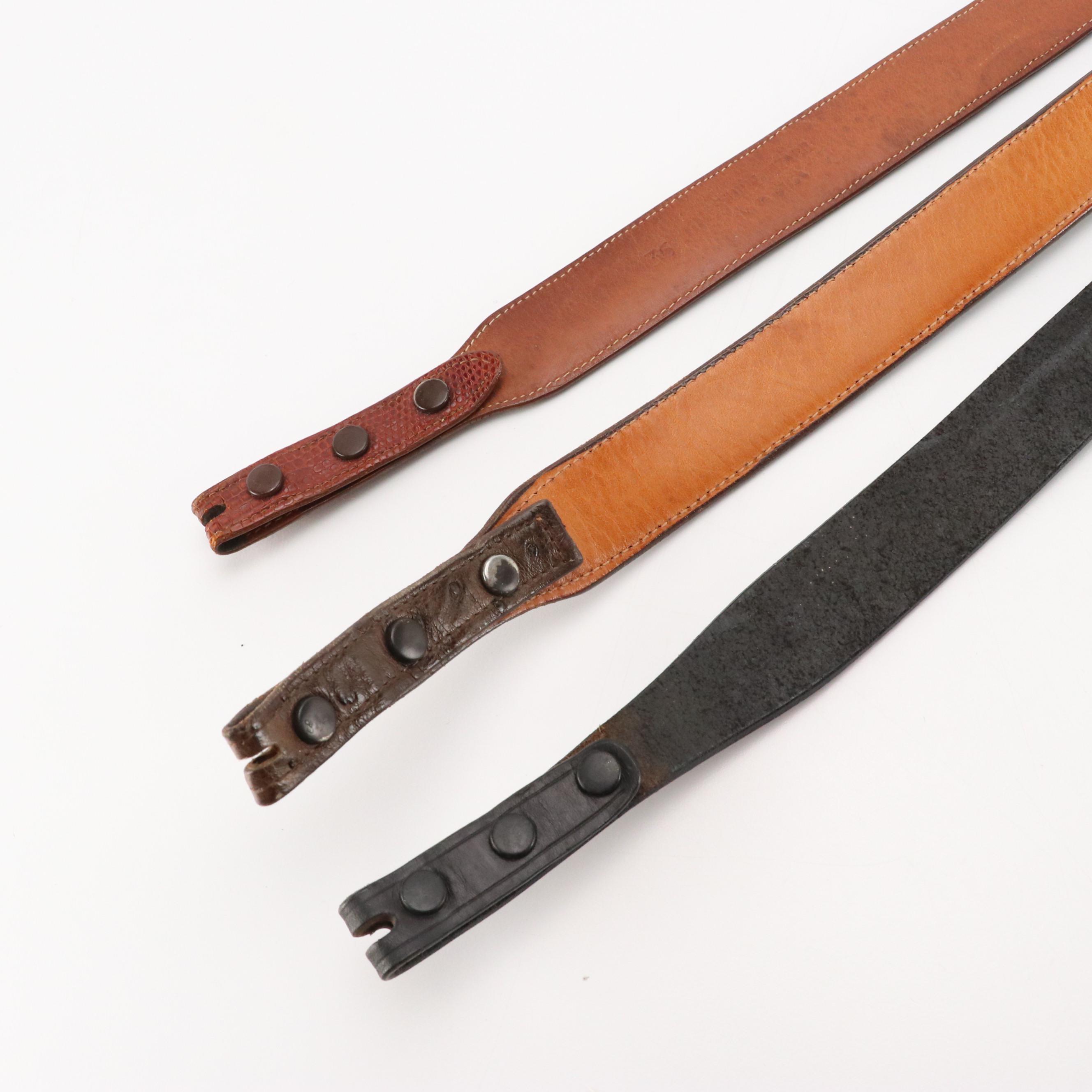 Vintage Lizardskin, Ostrich and Calfskin Leather Belts