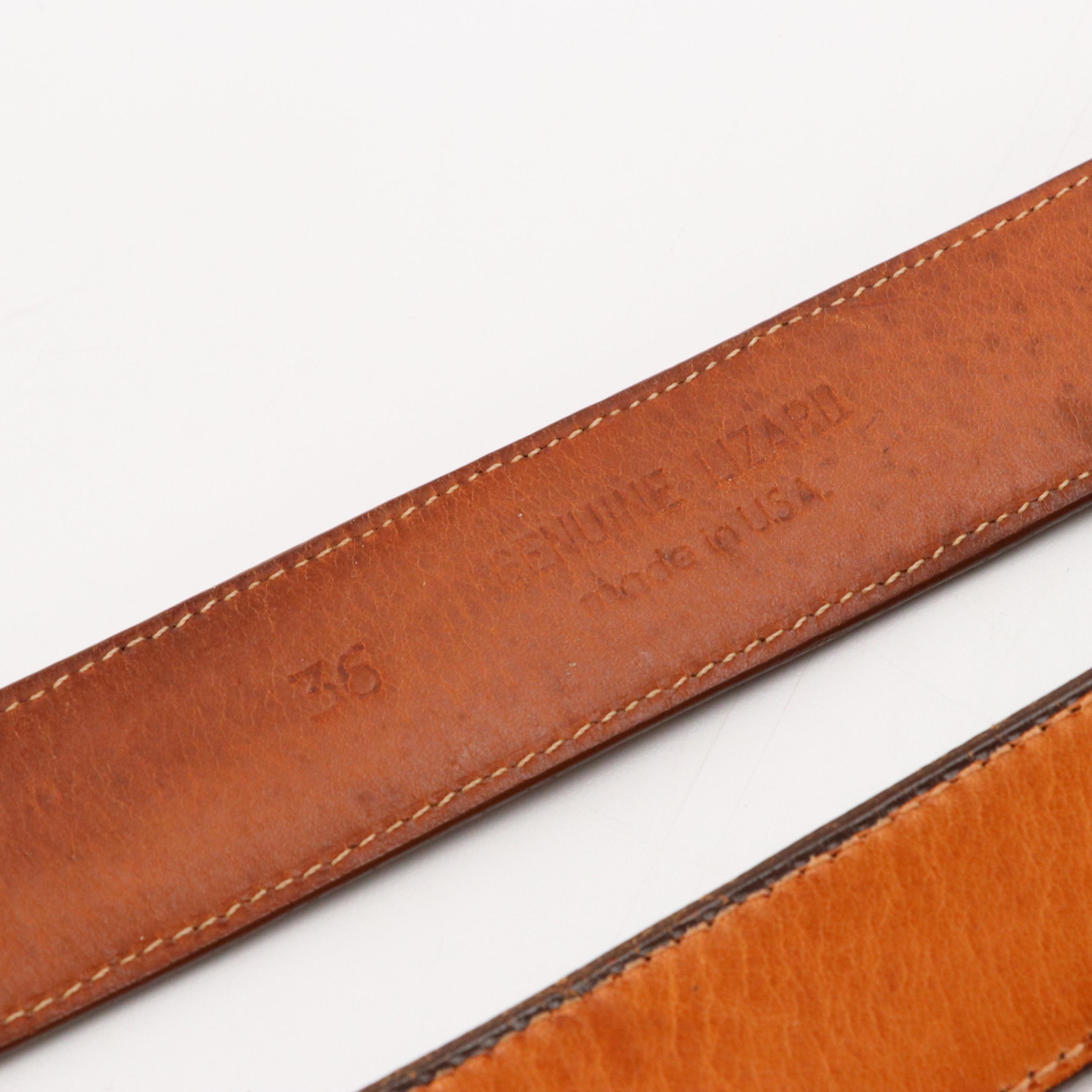 Vintage Lizardskin, Ostrich and Calfskin Leather Belts