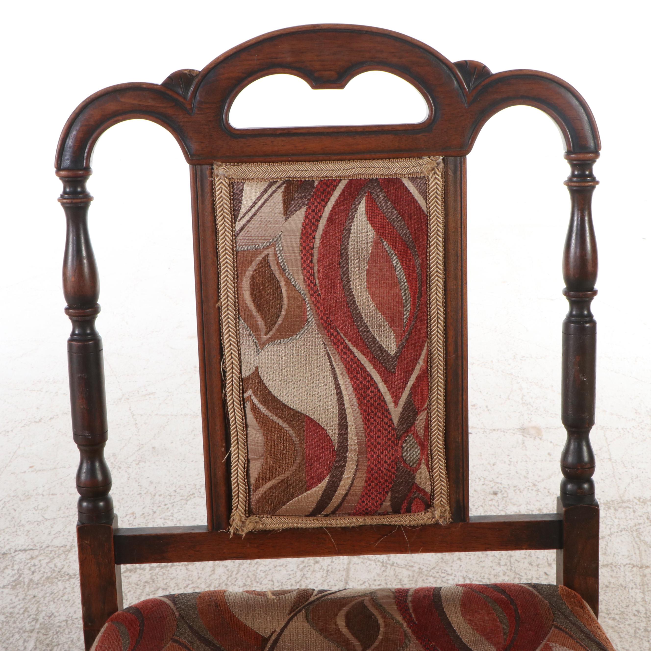 Six Jacobean Style Walnut Dining Chairs, Early 20th Century