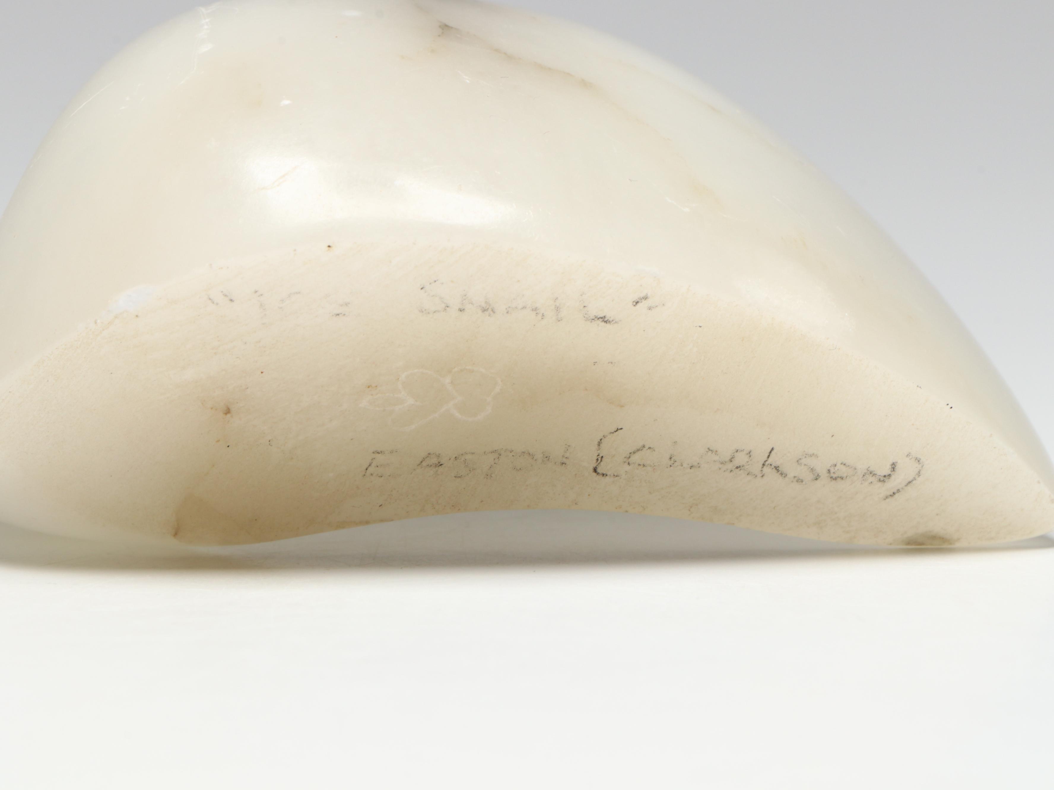 Carved Serpentine Plaque with Fluorite Fetish Bear and Signed Calcite Snail