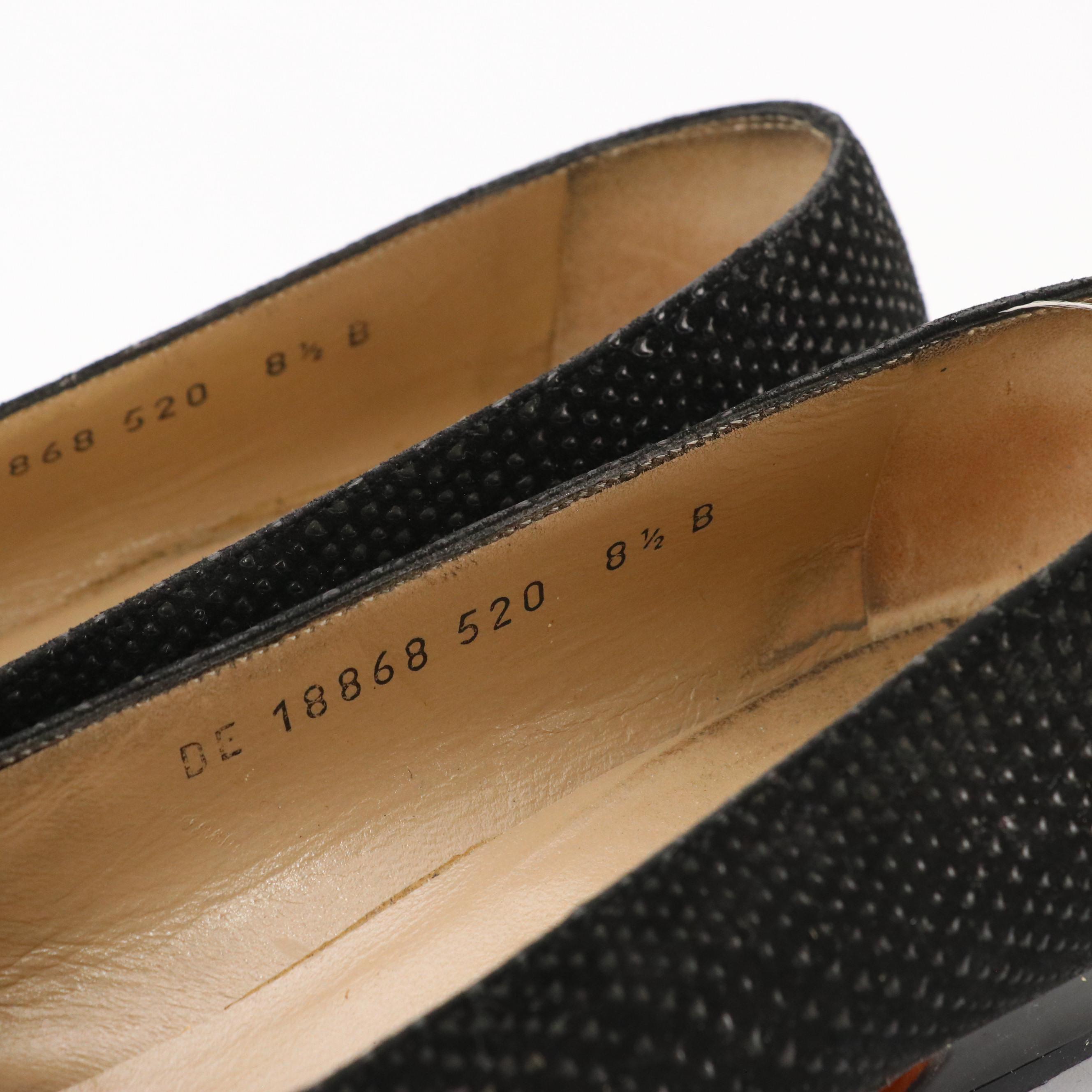 Salvatore Ferragamo Black Textured Suede Low-Heeled Shoes