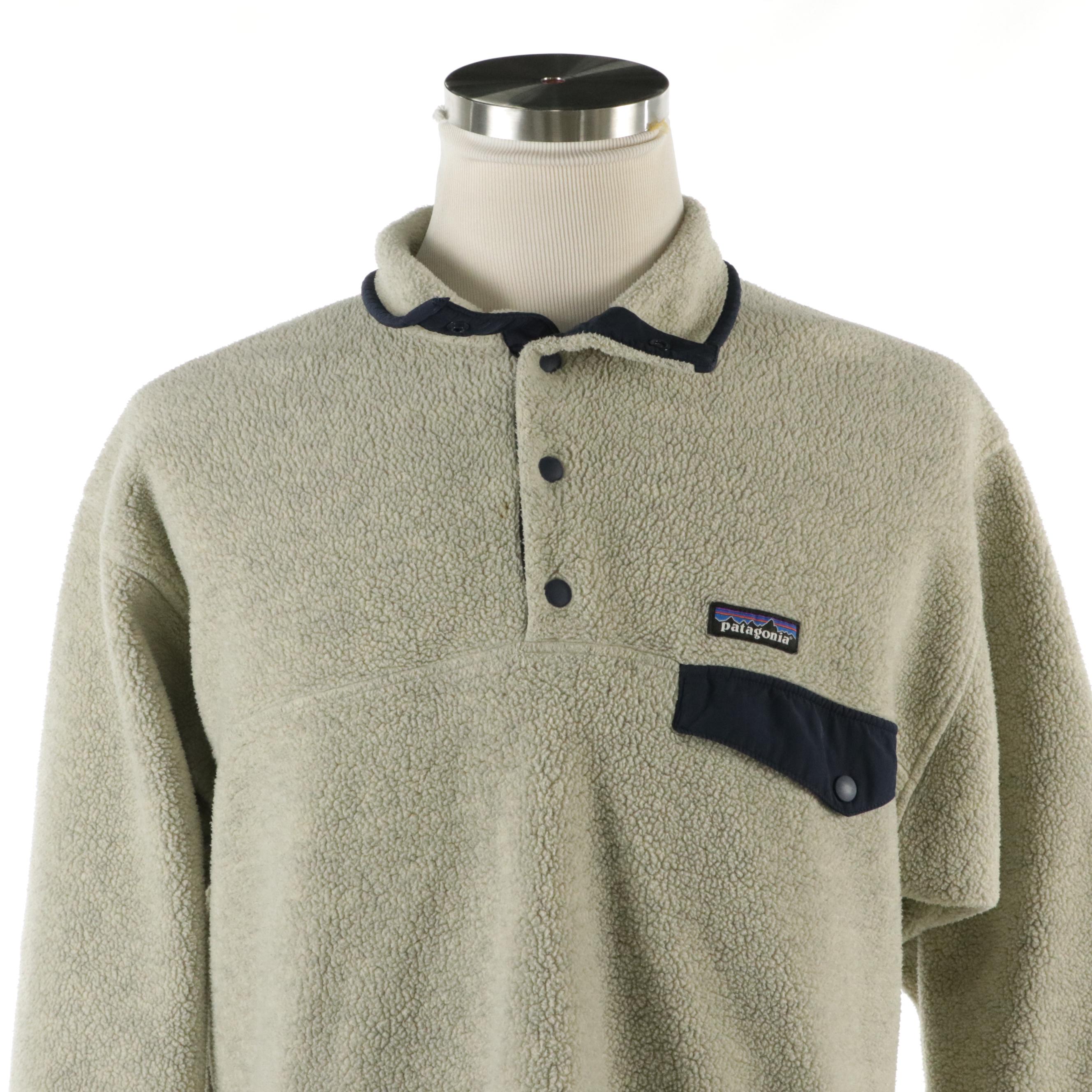 Men's Patagonia Fleece Pullover with JoS. A. Bank Black Wool Mid-Length Coat