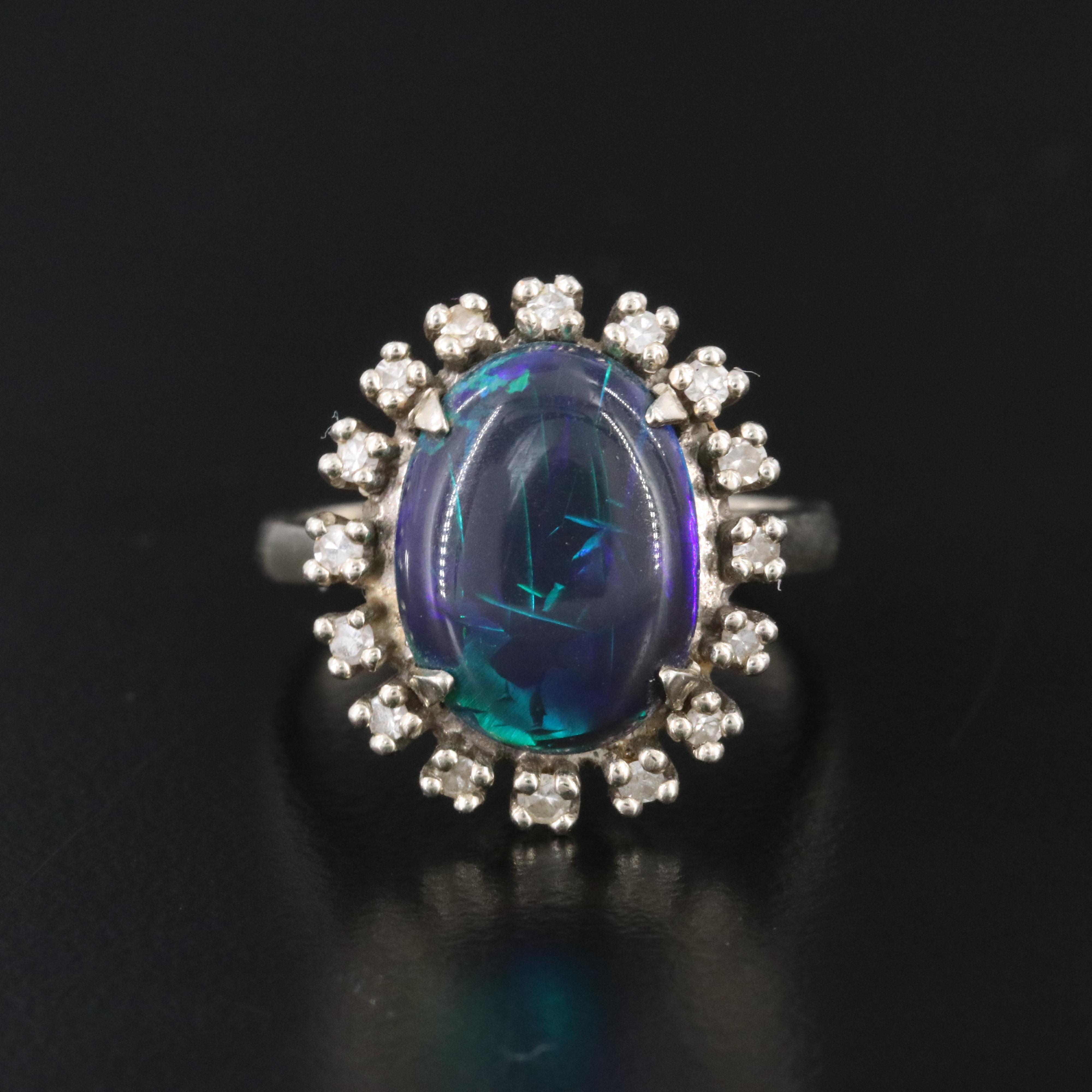 14K Opal and Diamond Ring