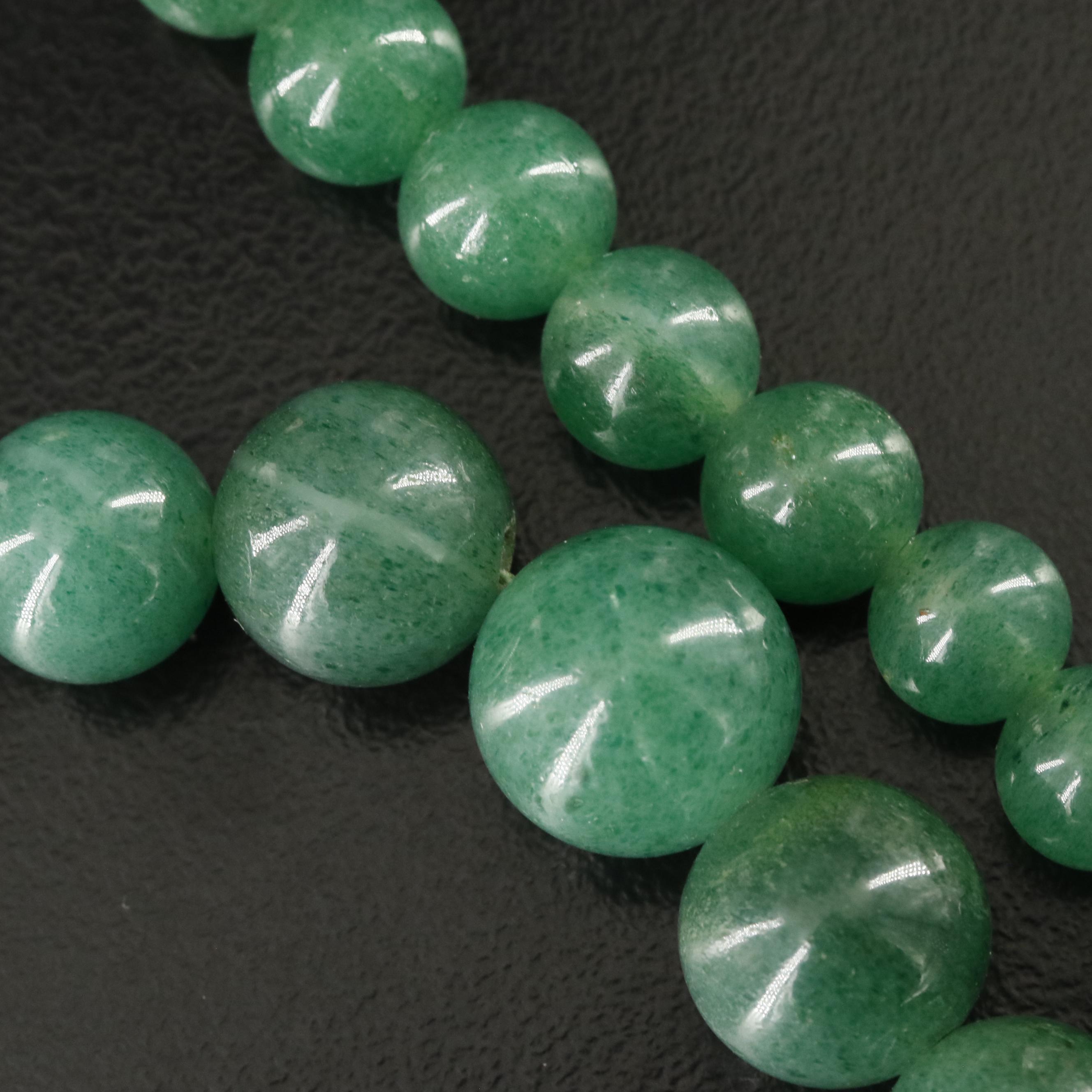 Vintage Gold-Filled Graduated Aventurine and Pearl Necklace