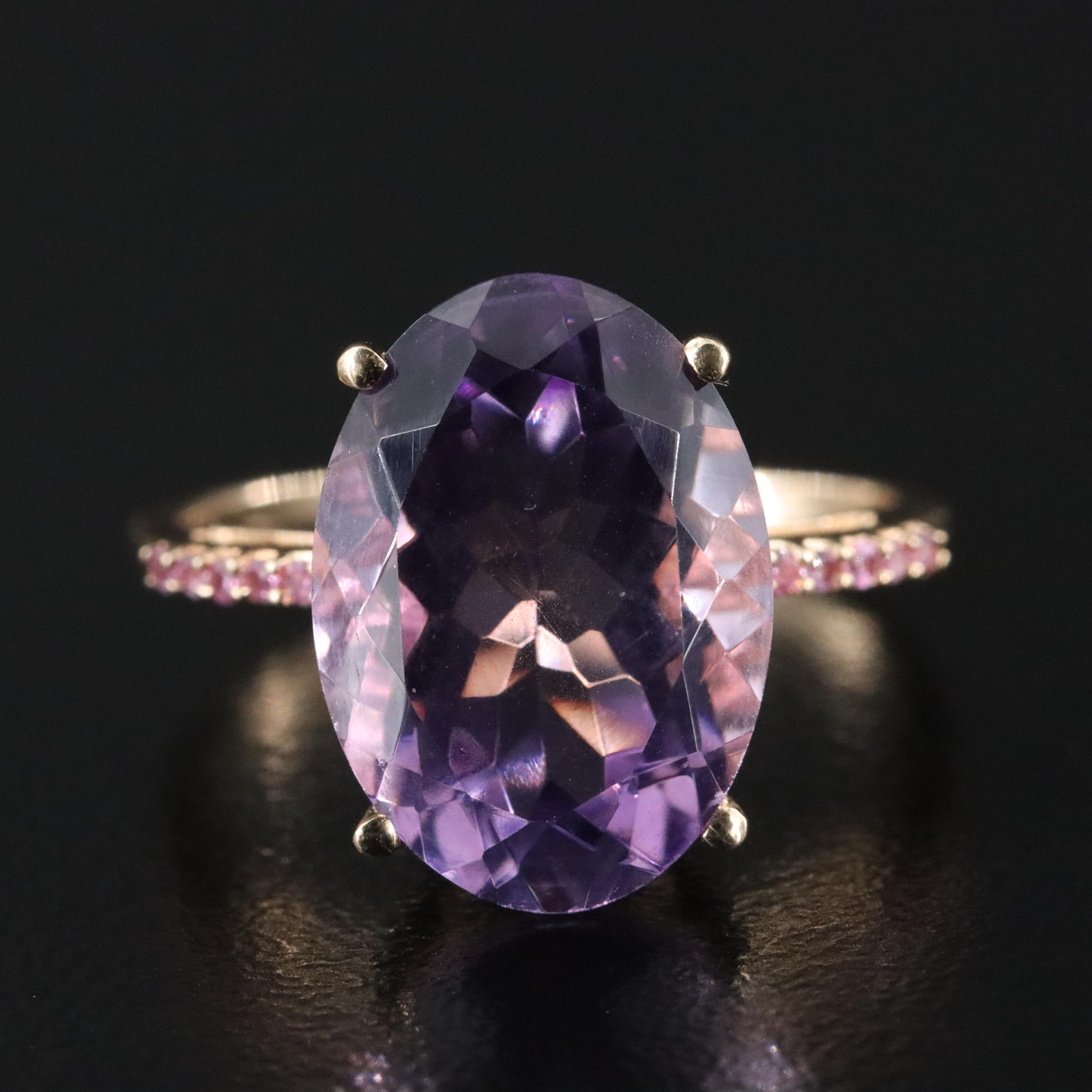 14K Amethyst and Pink Sapphire Ring