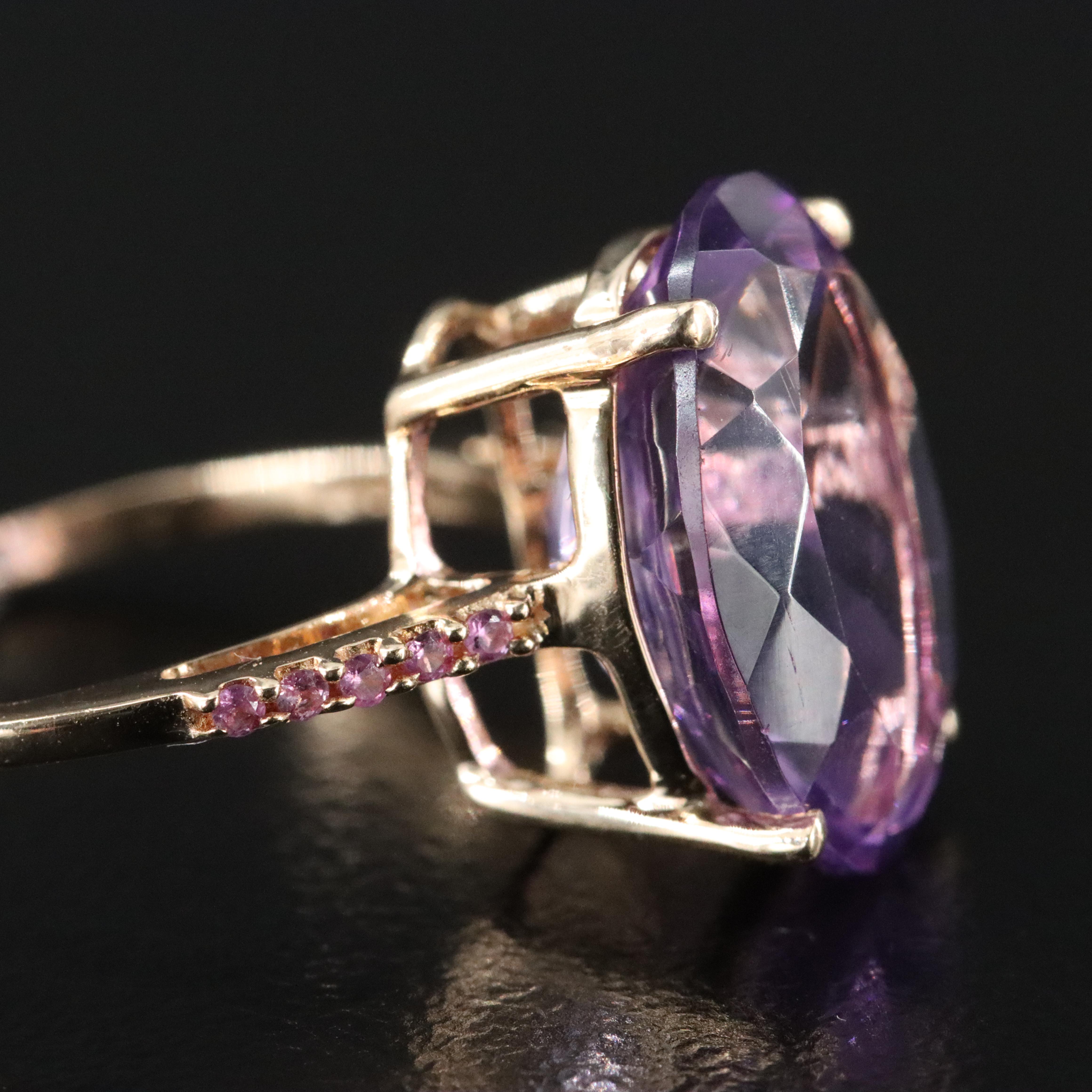 14K Amethyst and Pink Sapphire Ring