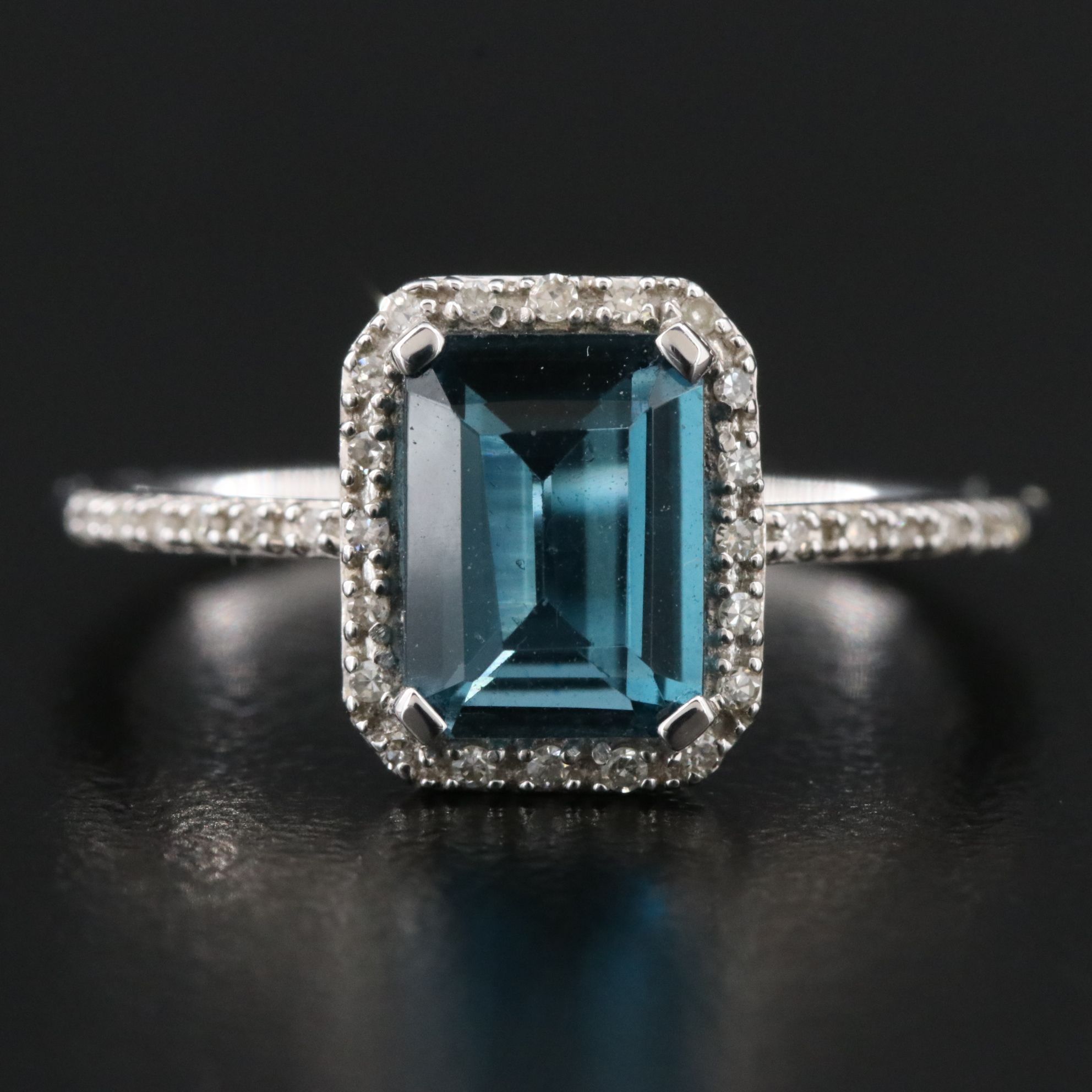 14K London Blue Topaz and Diamond Ring